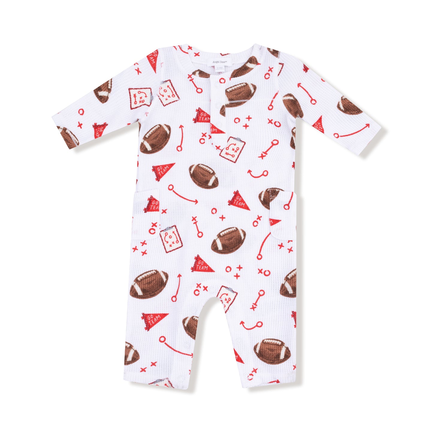 Uni Romper in our  Touchdown Time - Red print from Angel Dear