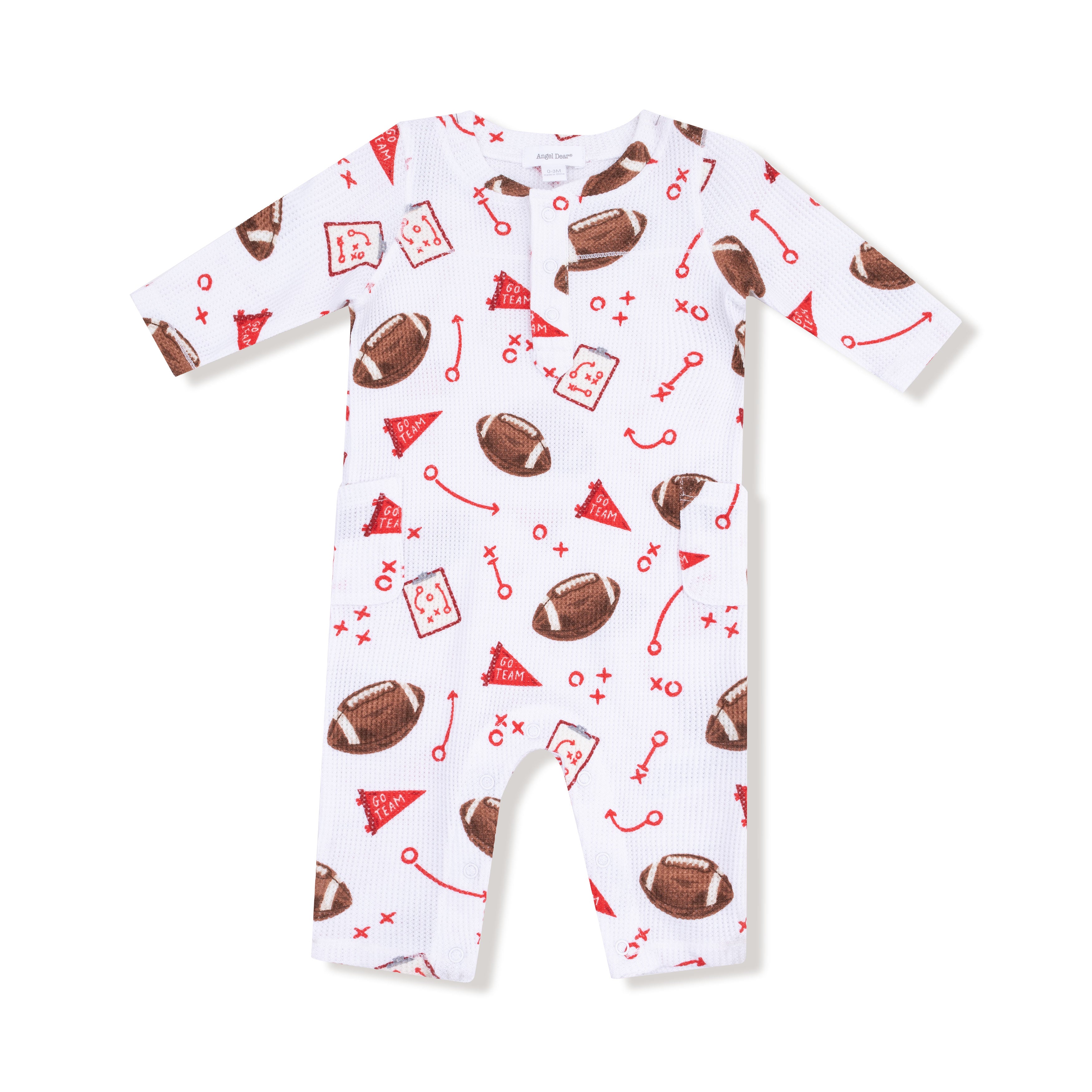 Uni Romper in our  Touchdown Time - Red print from Angel Dear