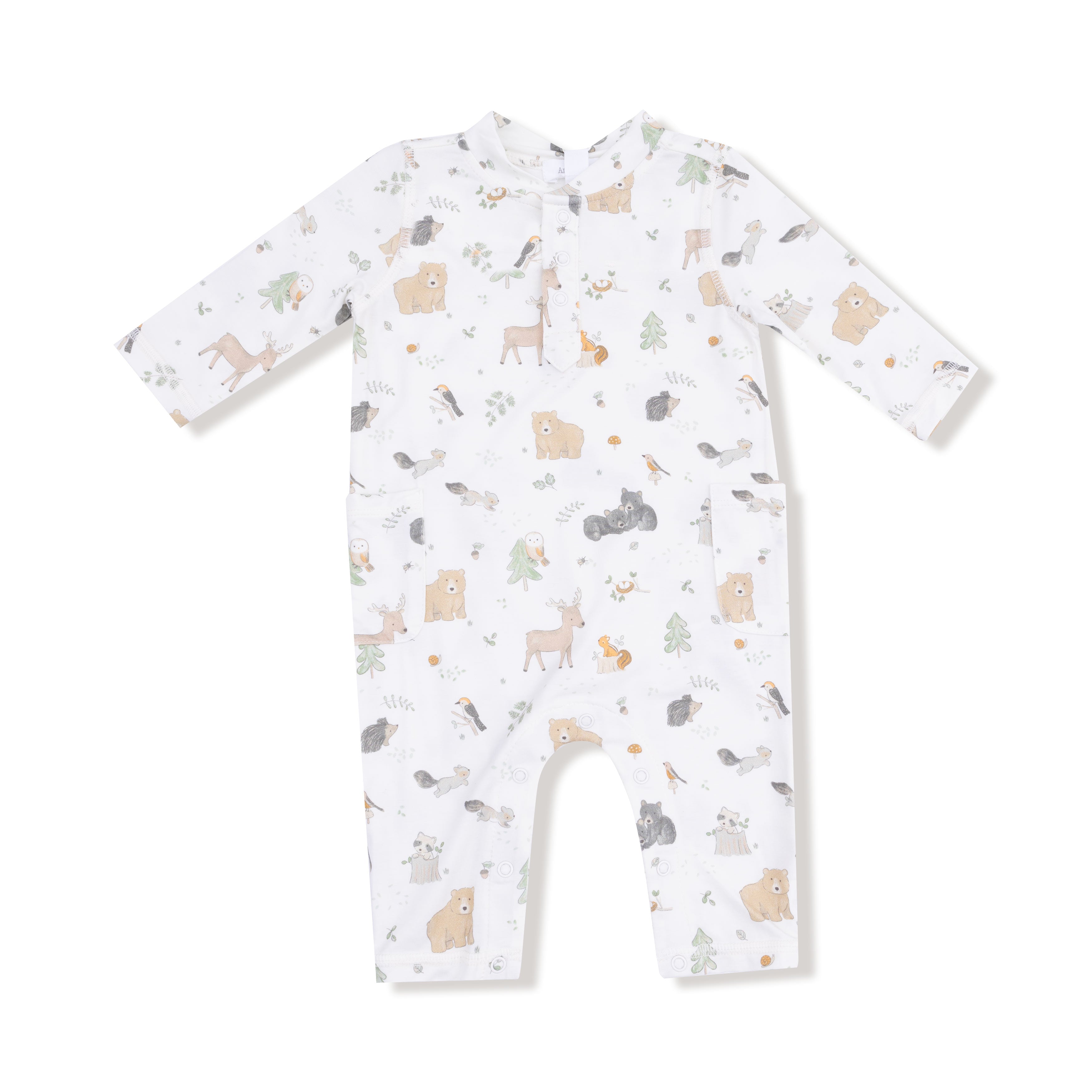Uni Romper in our  Woodland Babies print from Angel Dear