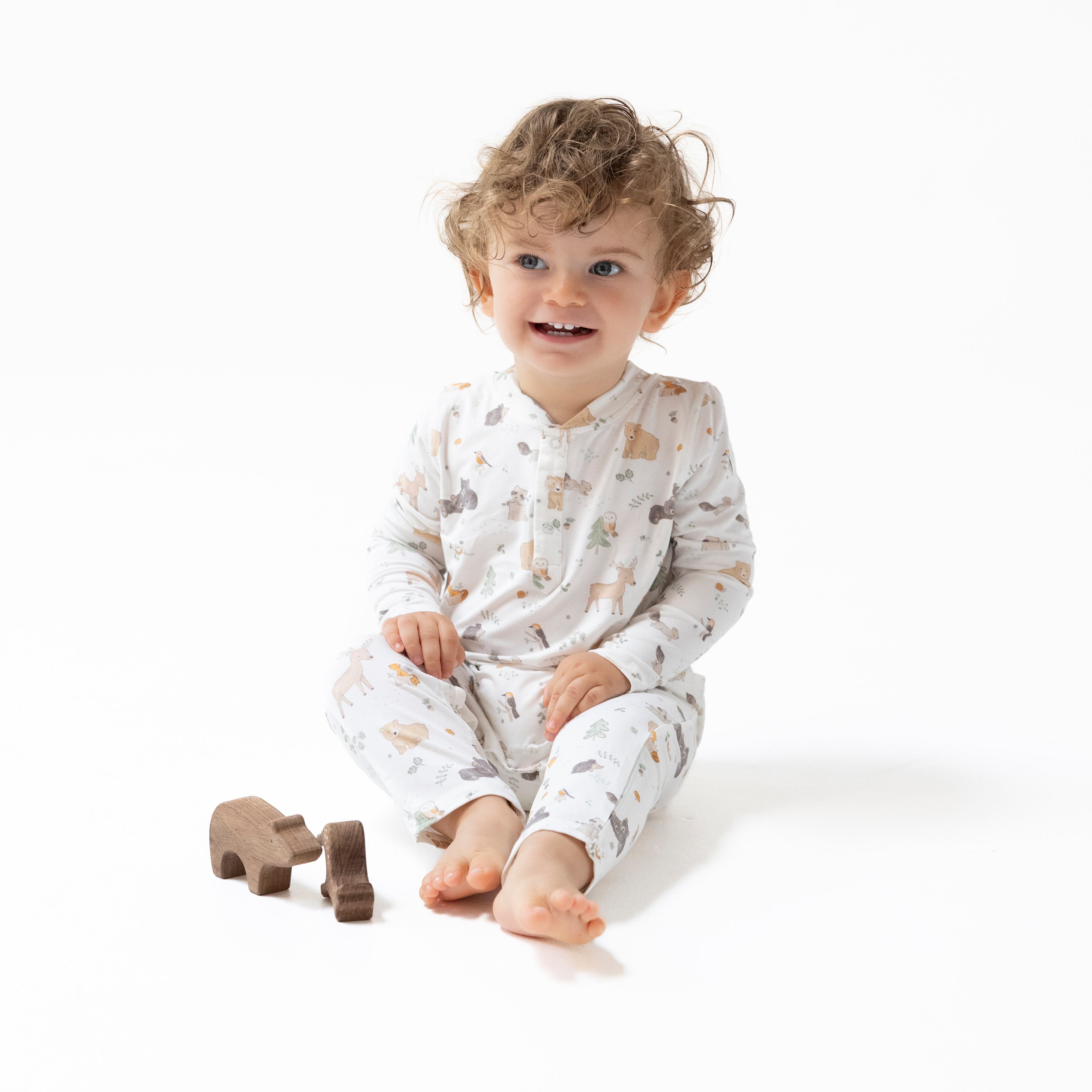 Uni Romper in our  Woodland Babies print from Angel Dear