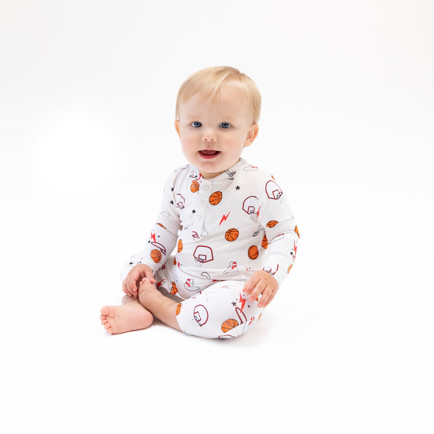 Uni Romper in our  Basketball Uni print from Angel Dear