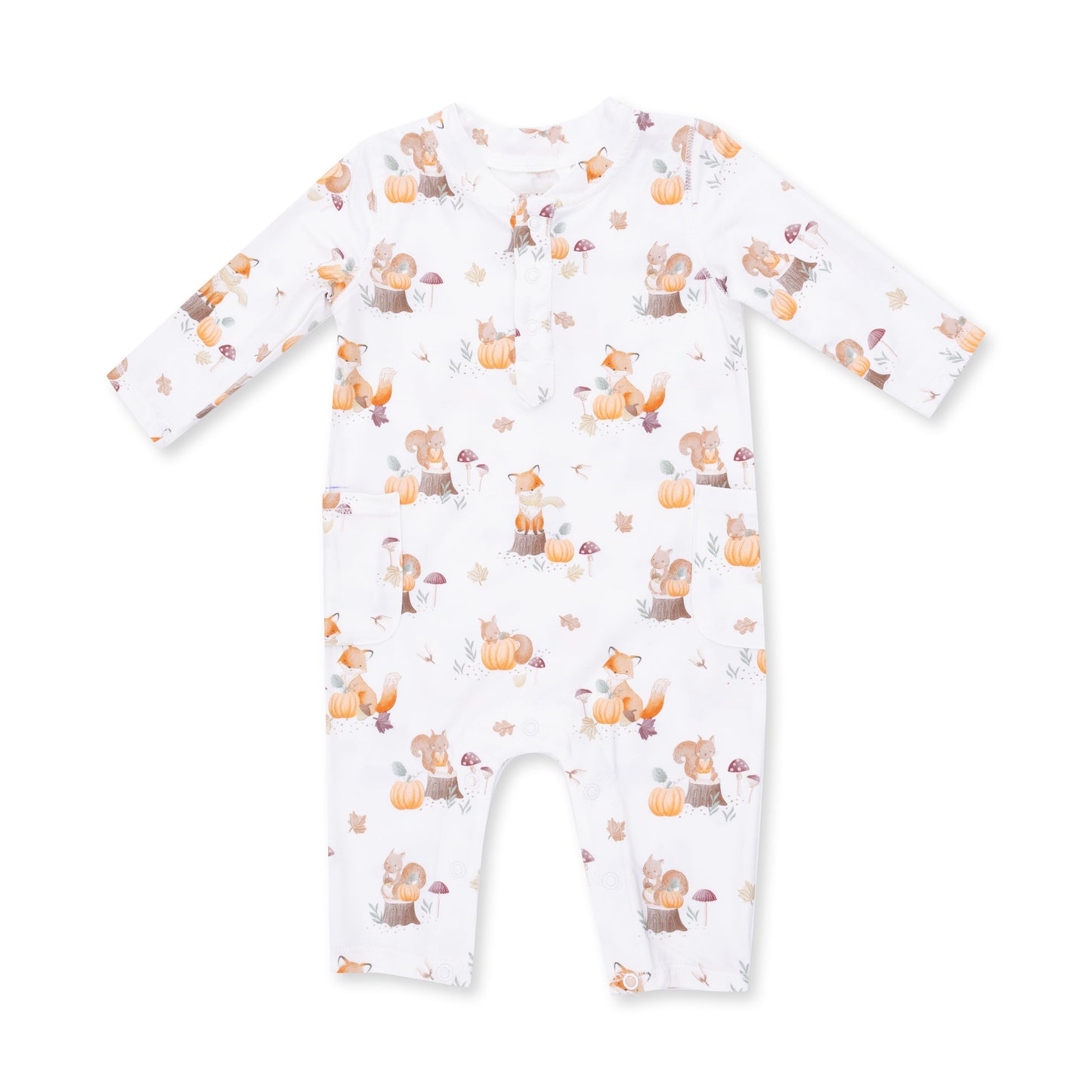 Woodland Animals with Pumpkins - Uni Romper
