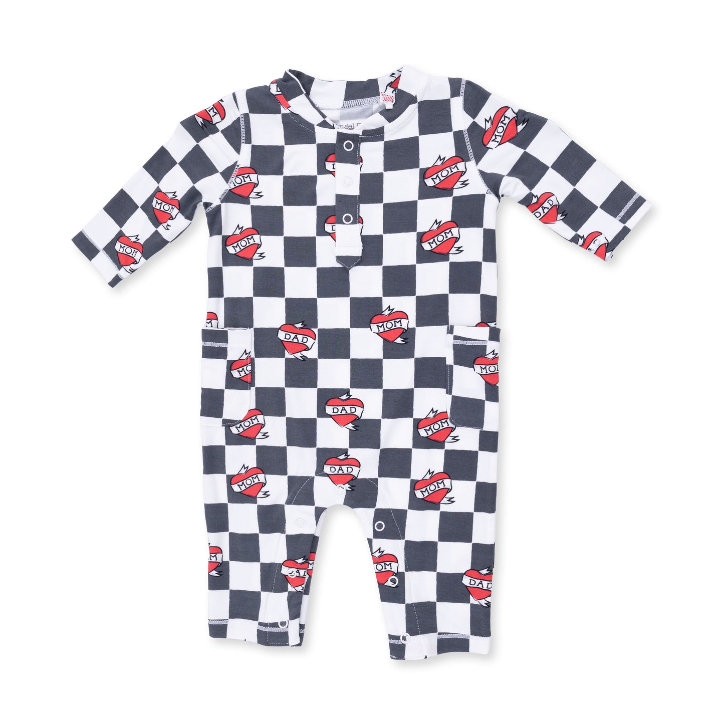 Heart Tattoo Check Black - Uni Romper