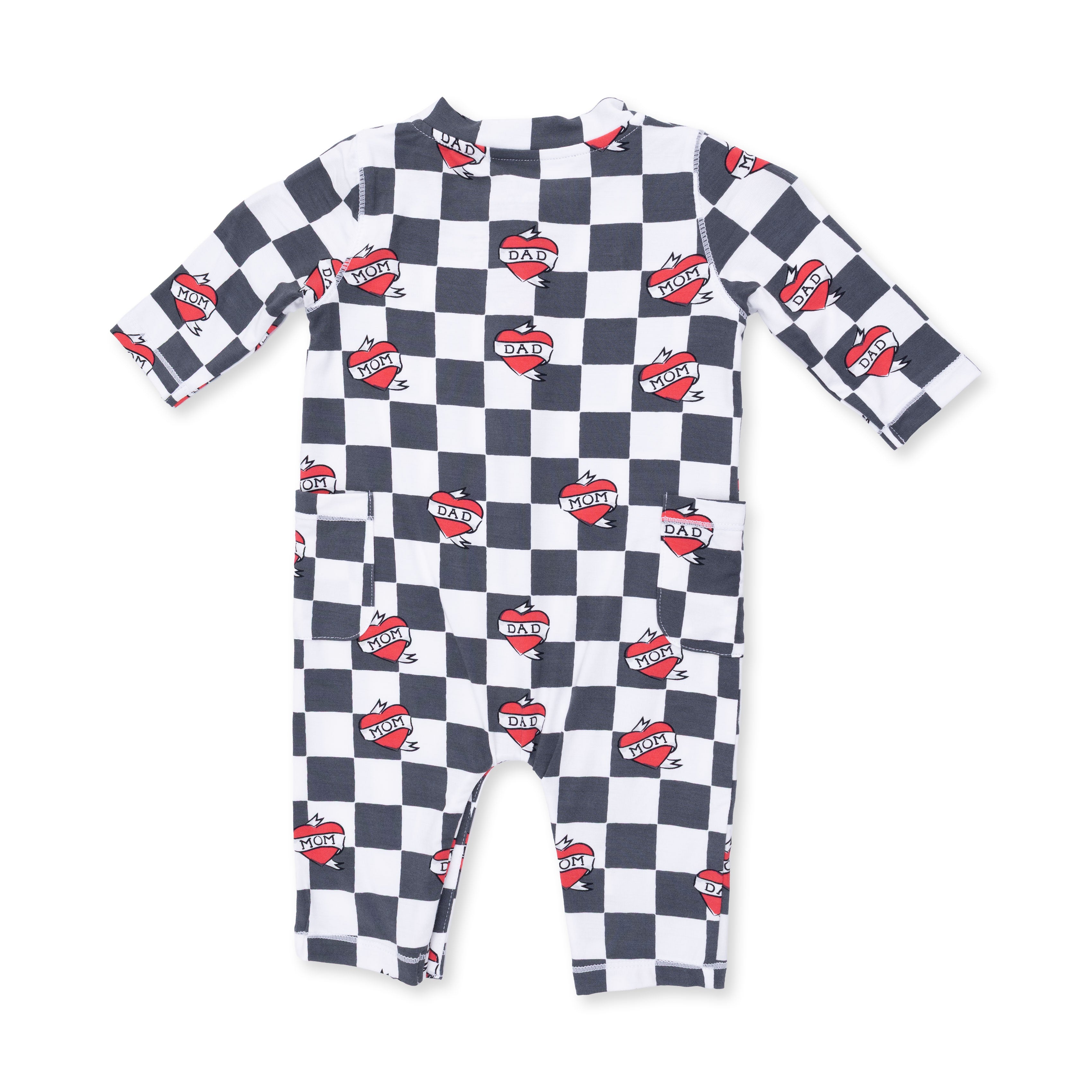 Heart Tattoo Check Black - Uni Romper