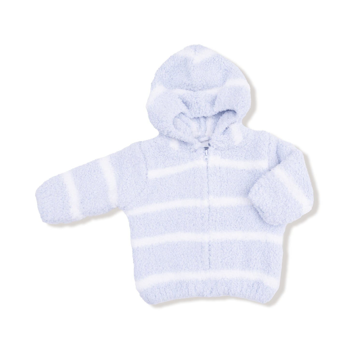 Chenille Hoodie - Light Blue & Ivory Stripe-Angel Dear