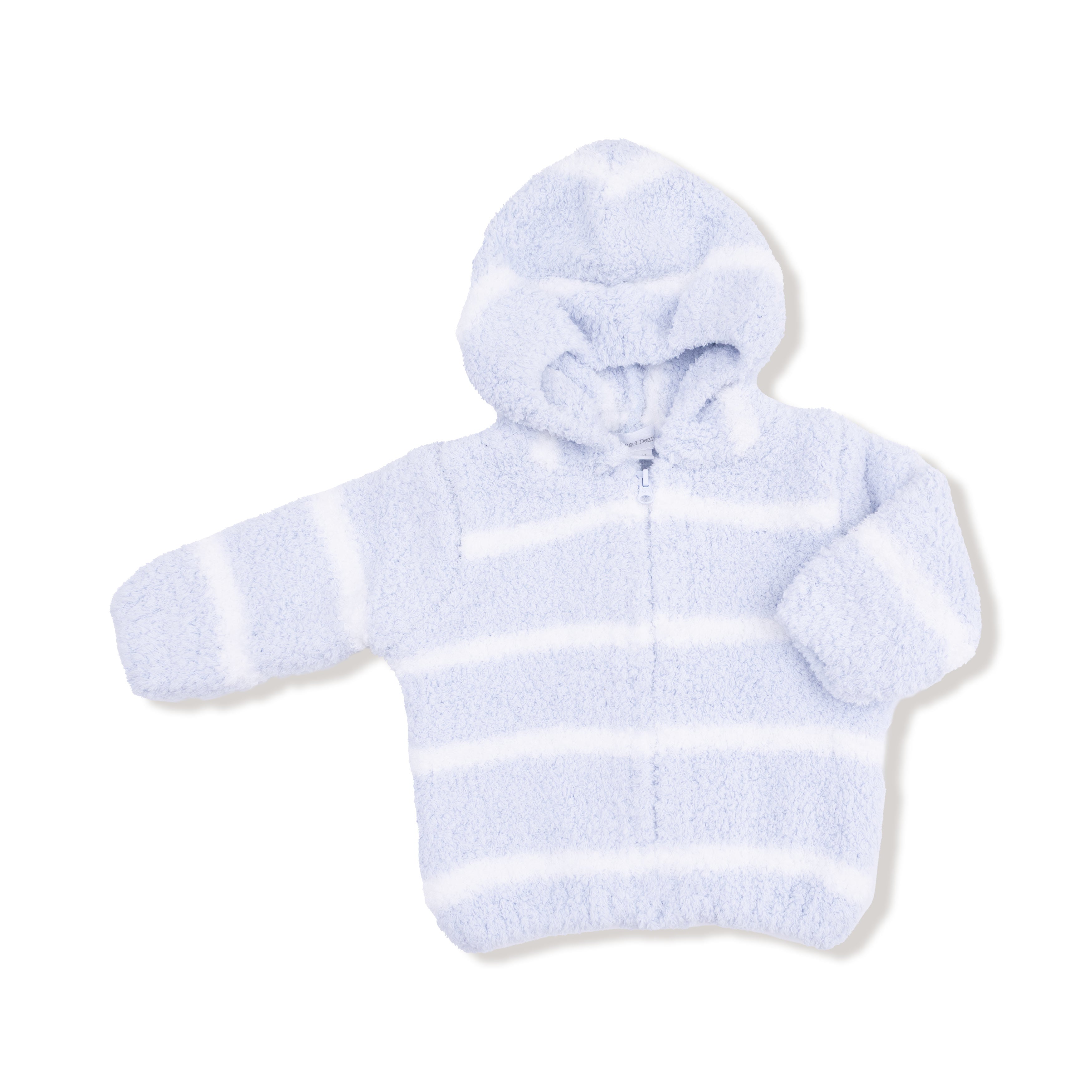 Chenille Hoodie - Light Blue & Ivory Stripe-Angel Dear