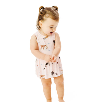 Bodysuit with Skirt - Cow Families Pink