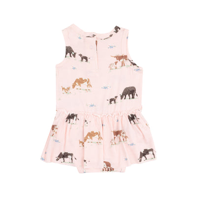 Bodysuit with Skirt - Cow Families Pink