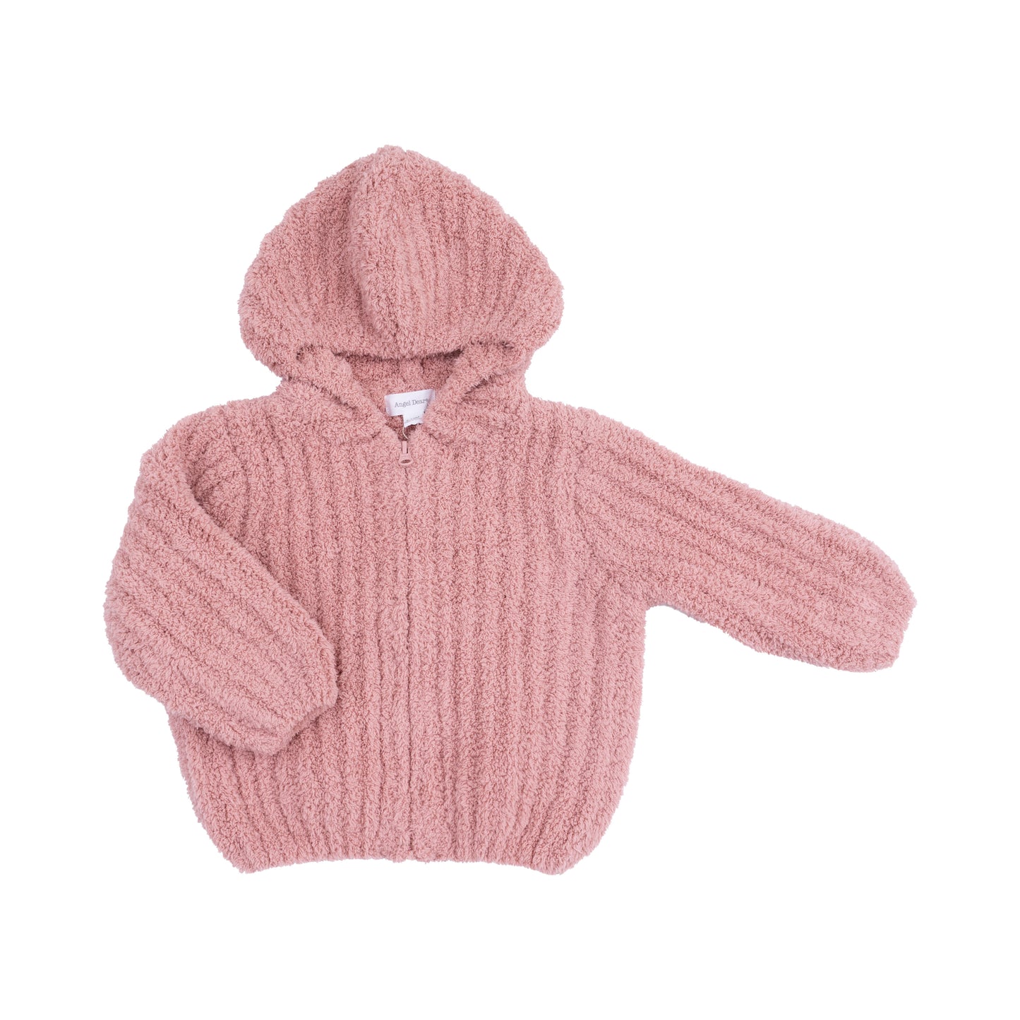 Chenille - Rose Chenille Hooded Jacket with Striped Texture-Angel Dear