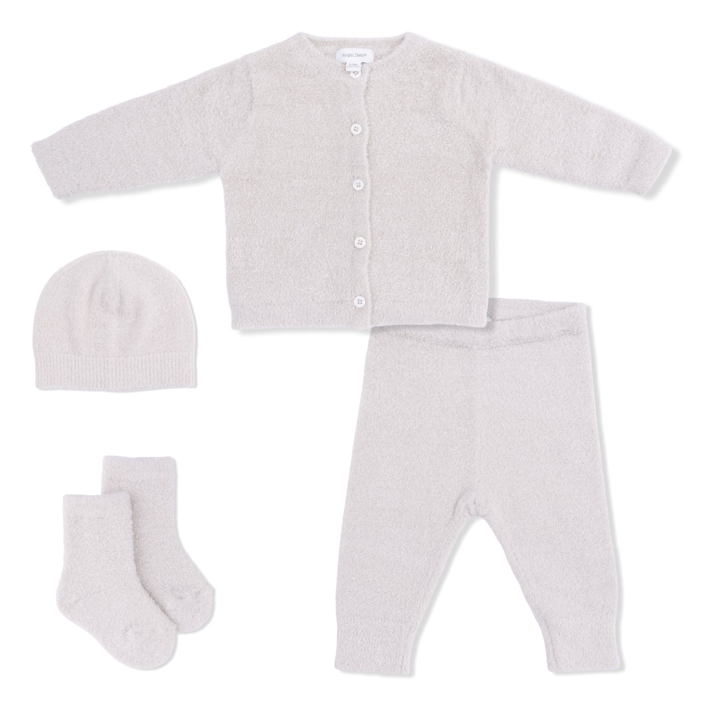 Chenille - Natural Button Down Cardigan 4 Piece Set