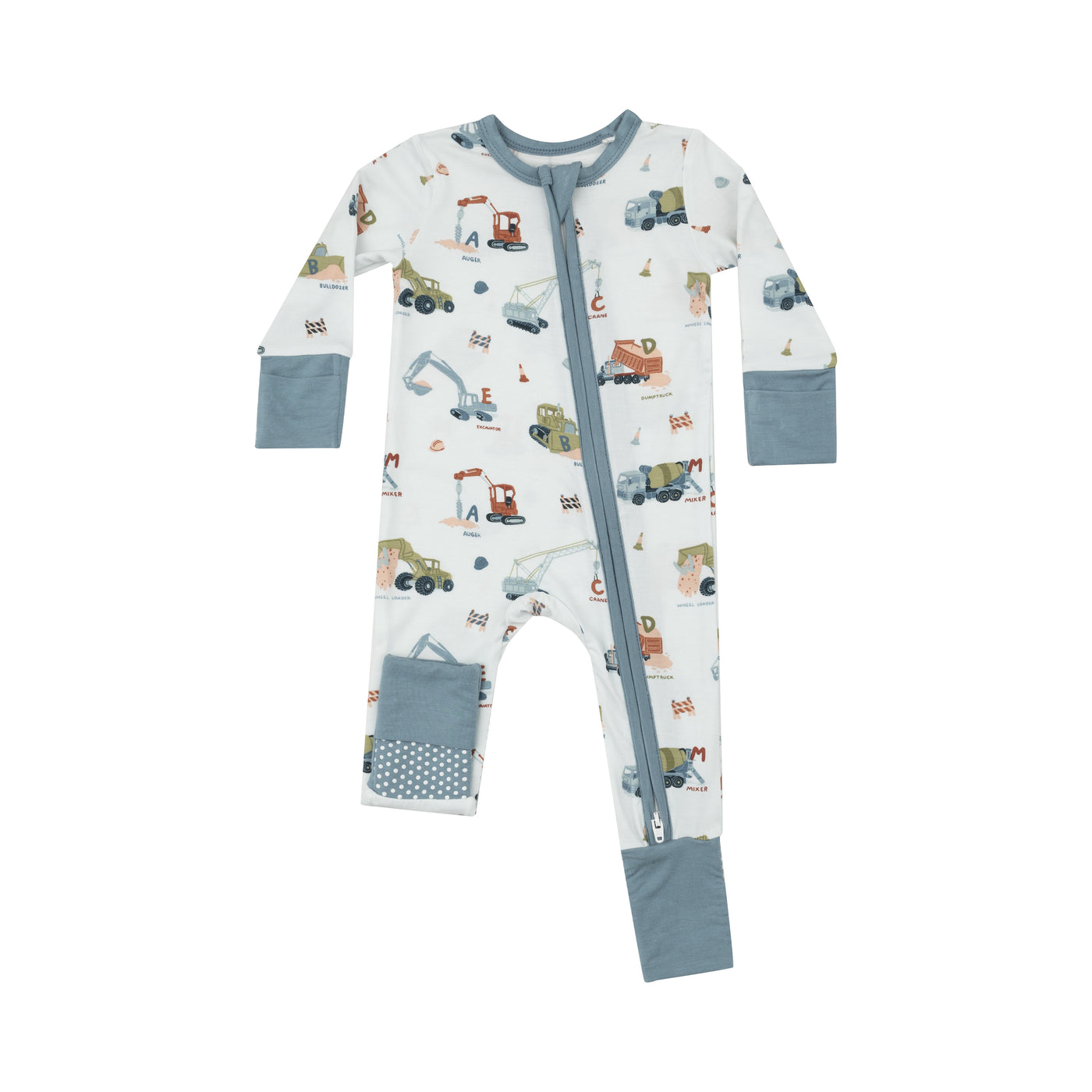 2 Way Zipper Romper - Construction Alphabet-Angel Dear