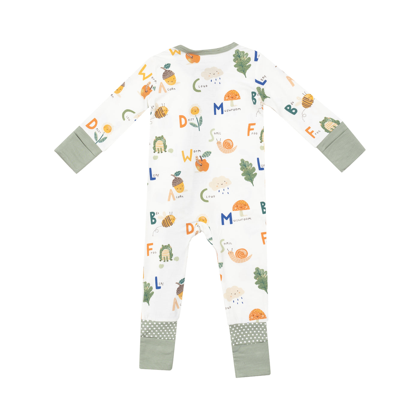 2 Way Zipper Romper - Nature Abc'S-Angel Dear