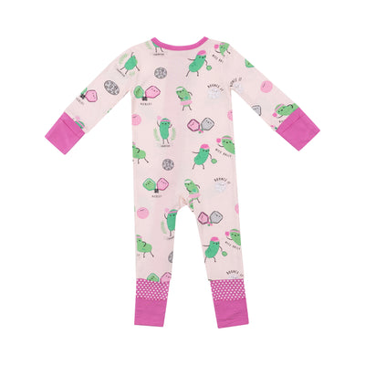 2 Way Zipper Romper - Pickleball Pink-Angel Dear