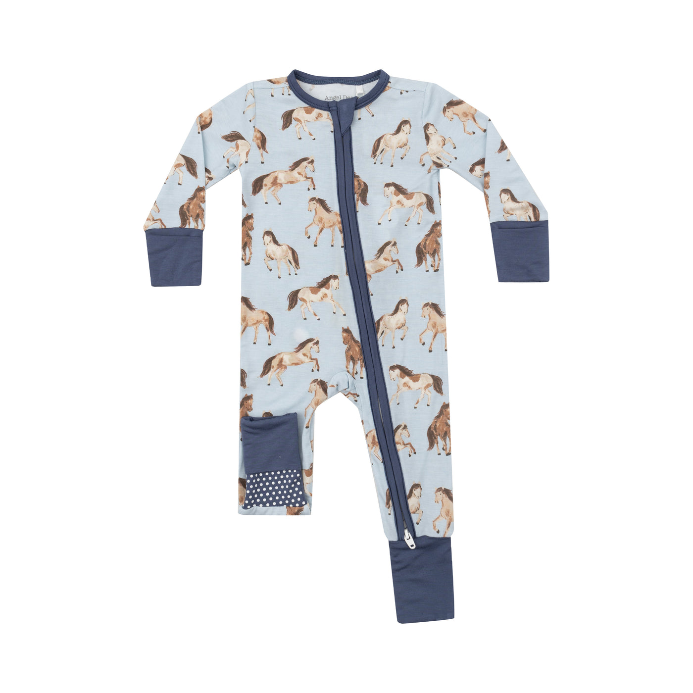 2 Way Zipper Romper - Horses-Angel Dear