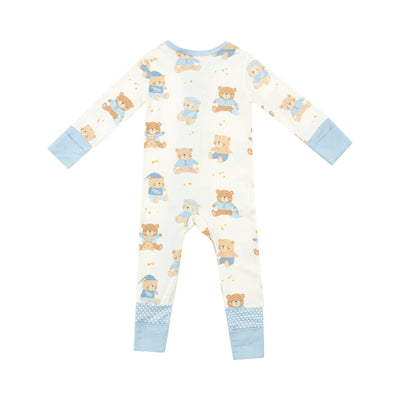 2 Way Zipper Romper - Teddy Bears Blue-Angel Dear