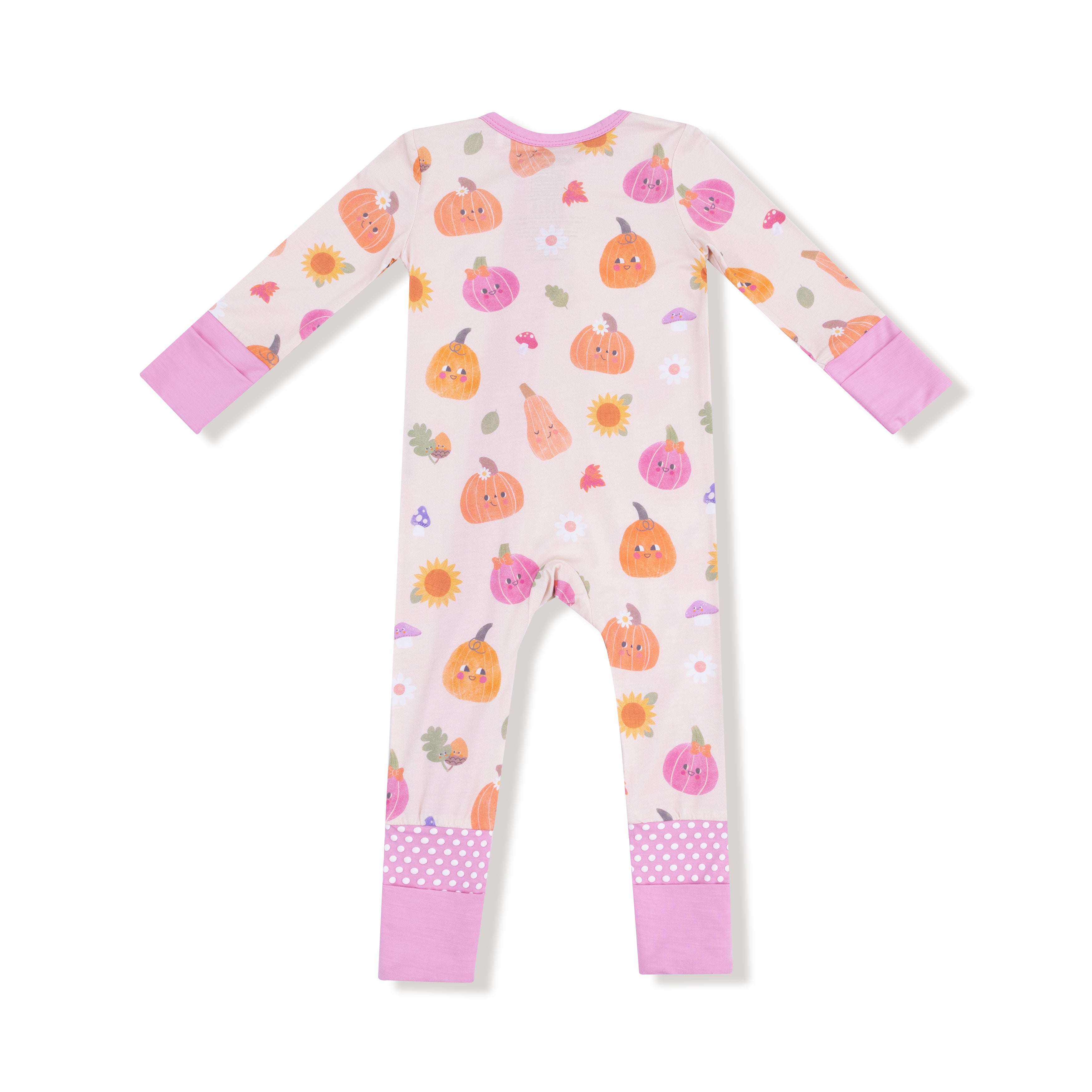 Convertible Romper in our  Autumn Pumpkins - Pink print from Angel Dear