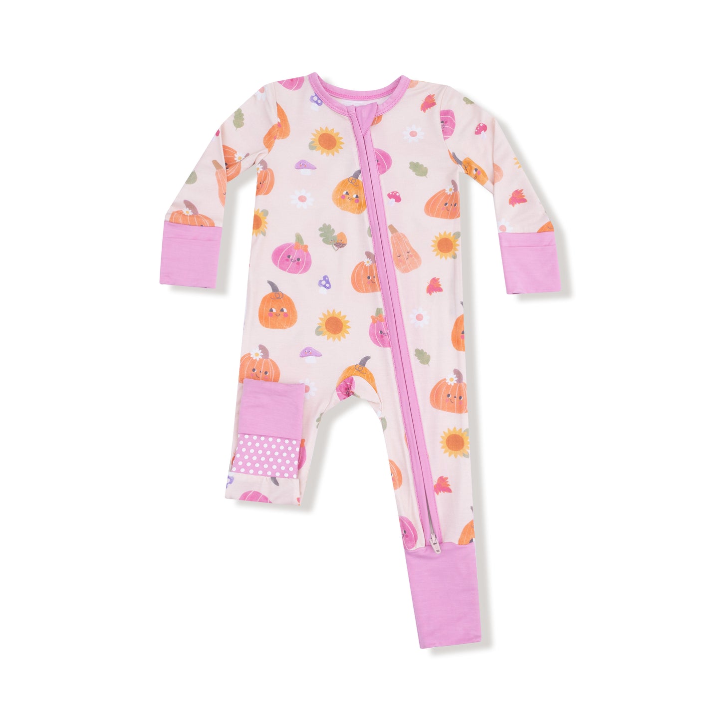 Convertible Romper in our  Autumn Pumpkins - Pink print from Angel Dear