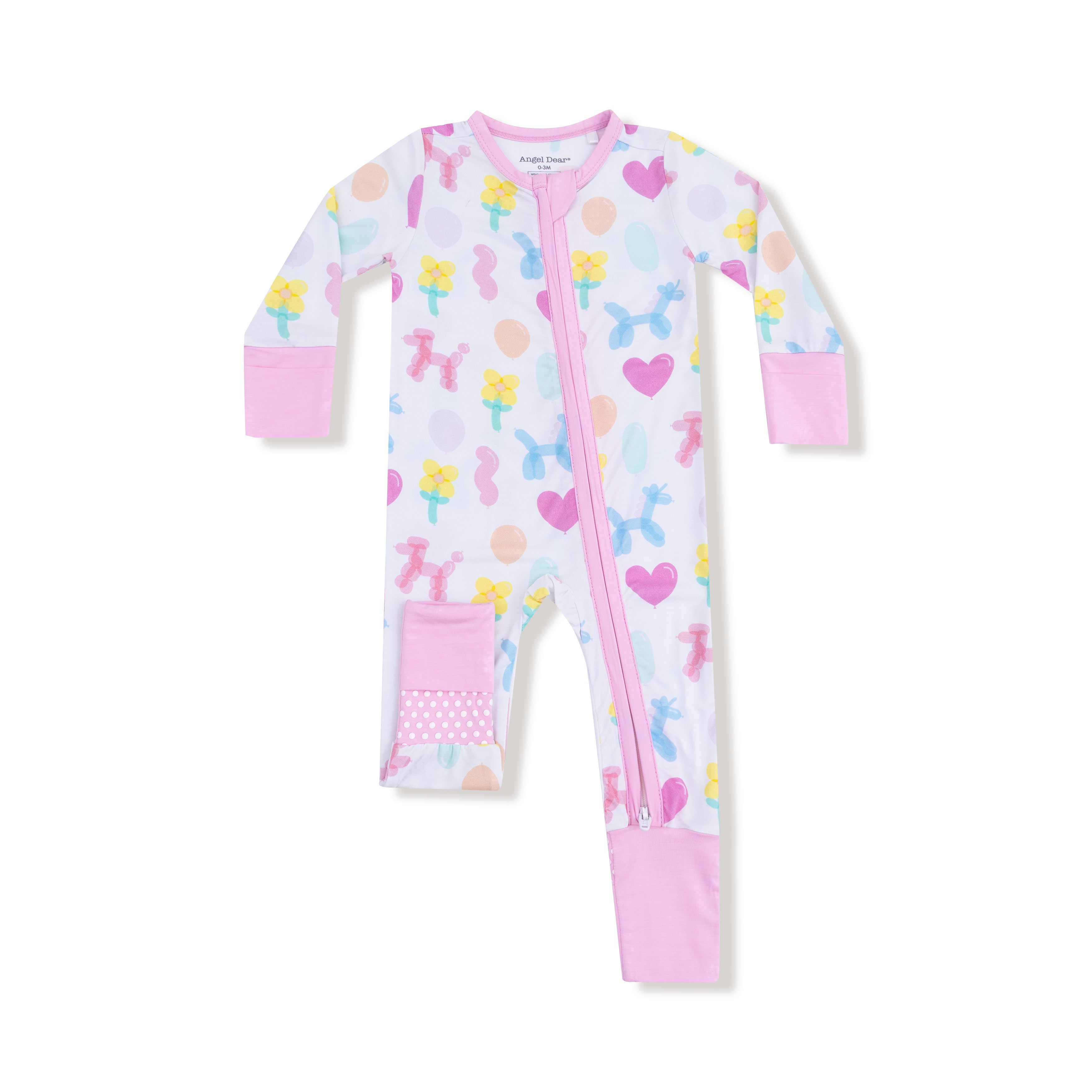 Convertible Romper in our  Balloon Animals Pink print from Angel Dear