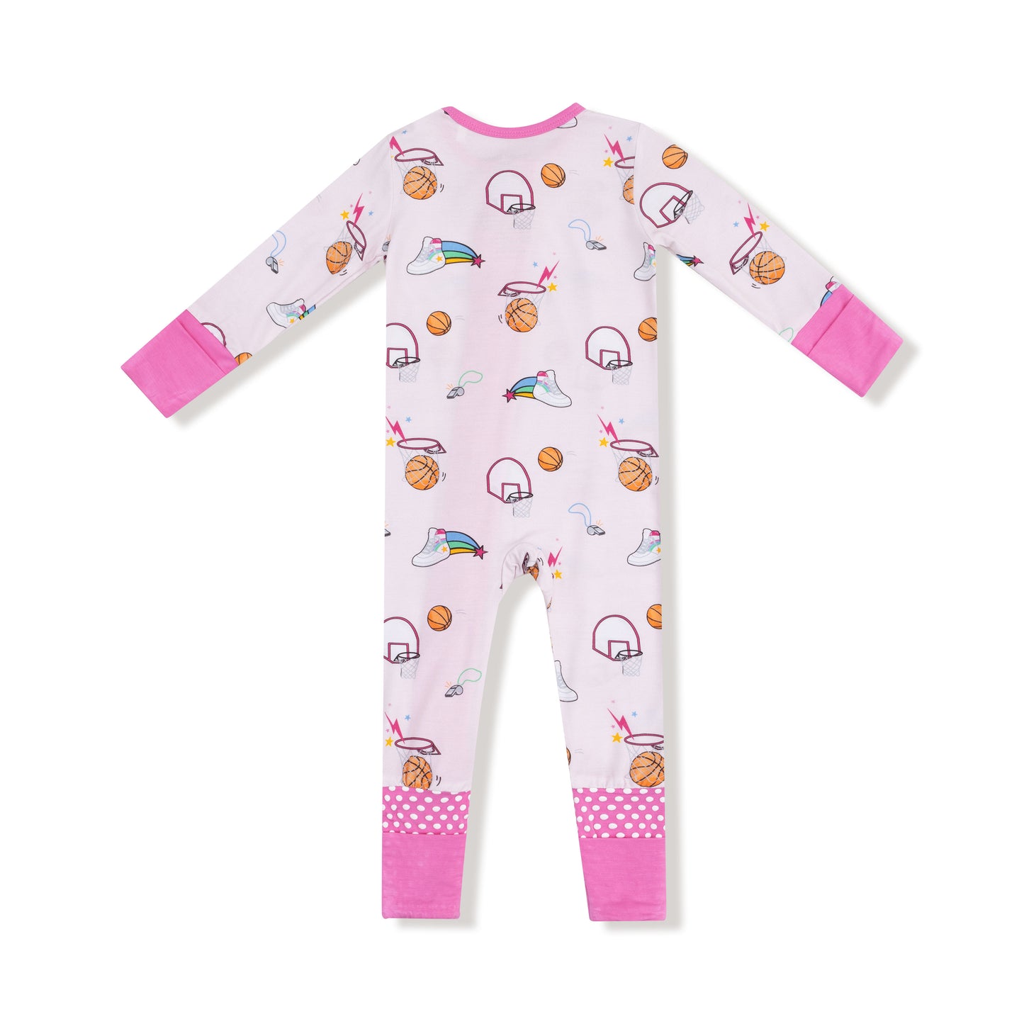 Convertible Romper in our  Basketball Pink print from Angel Dear