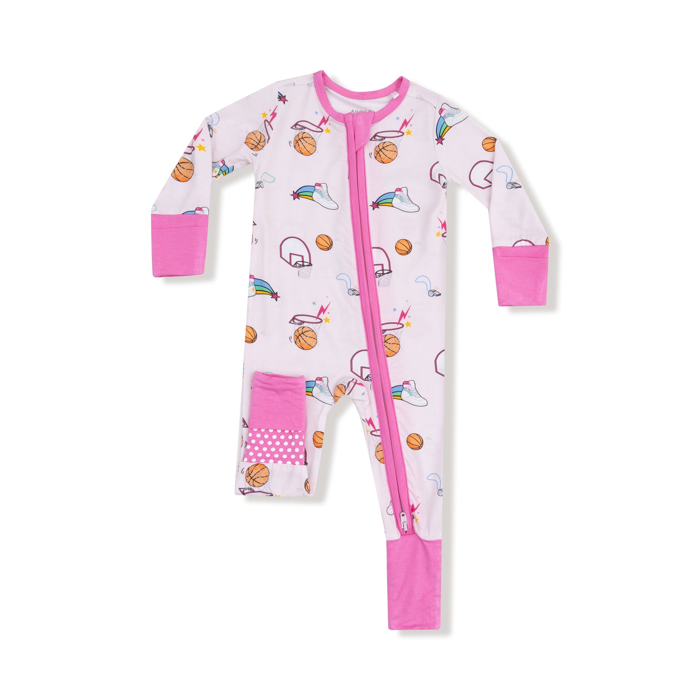 Convertible Romper in our  Basketball Pink print from Angel Dear