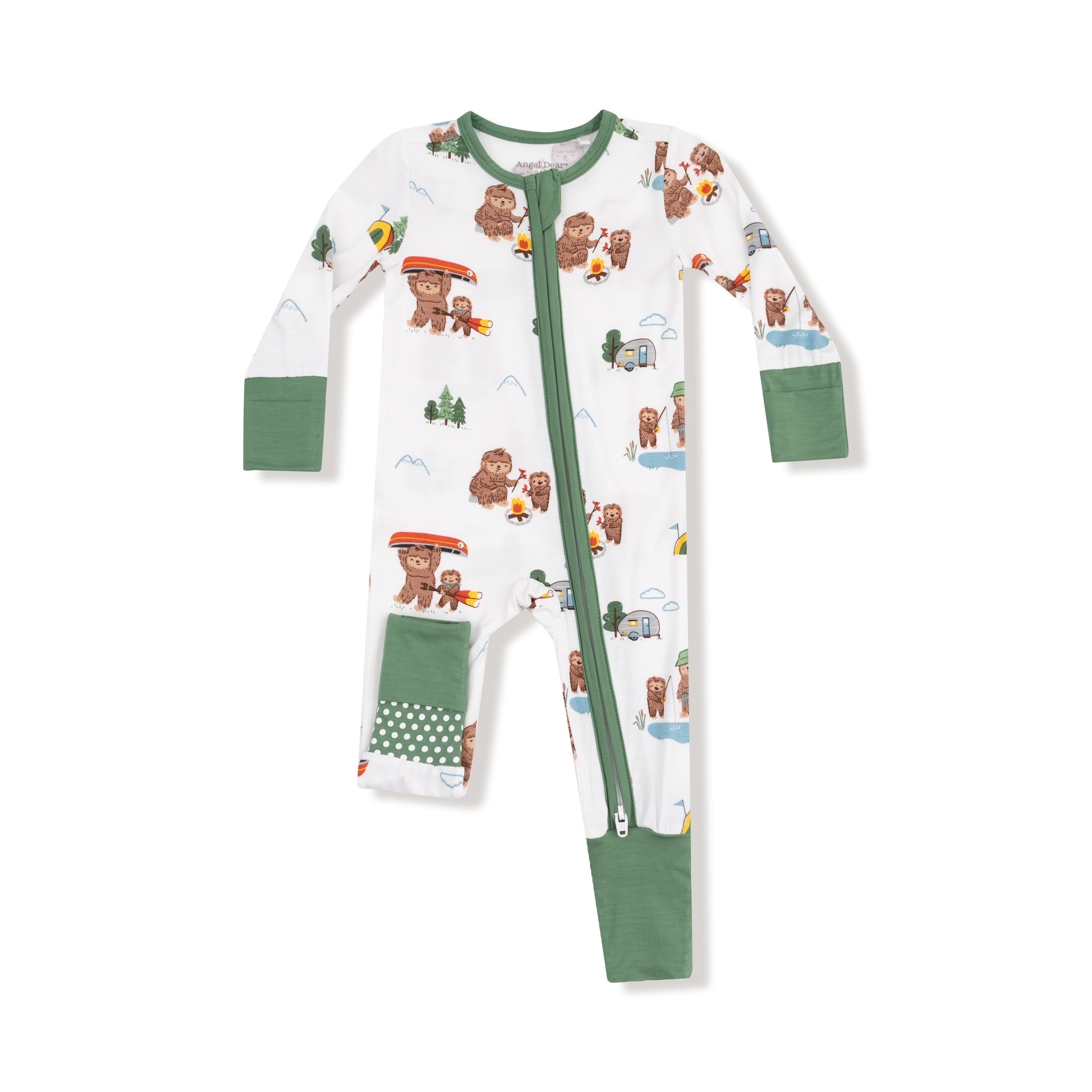 Convertible Romper in our  Bigfoot Camping print from Angel Dear