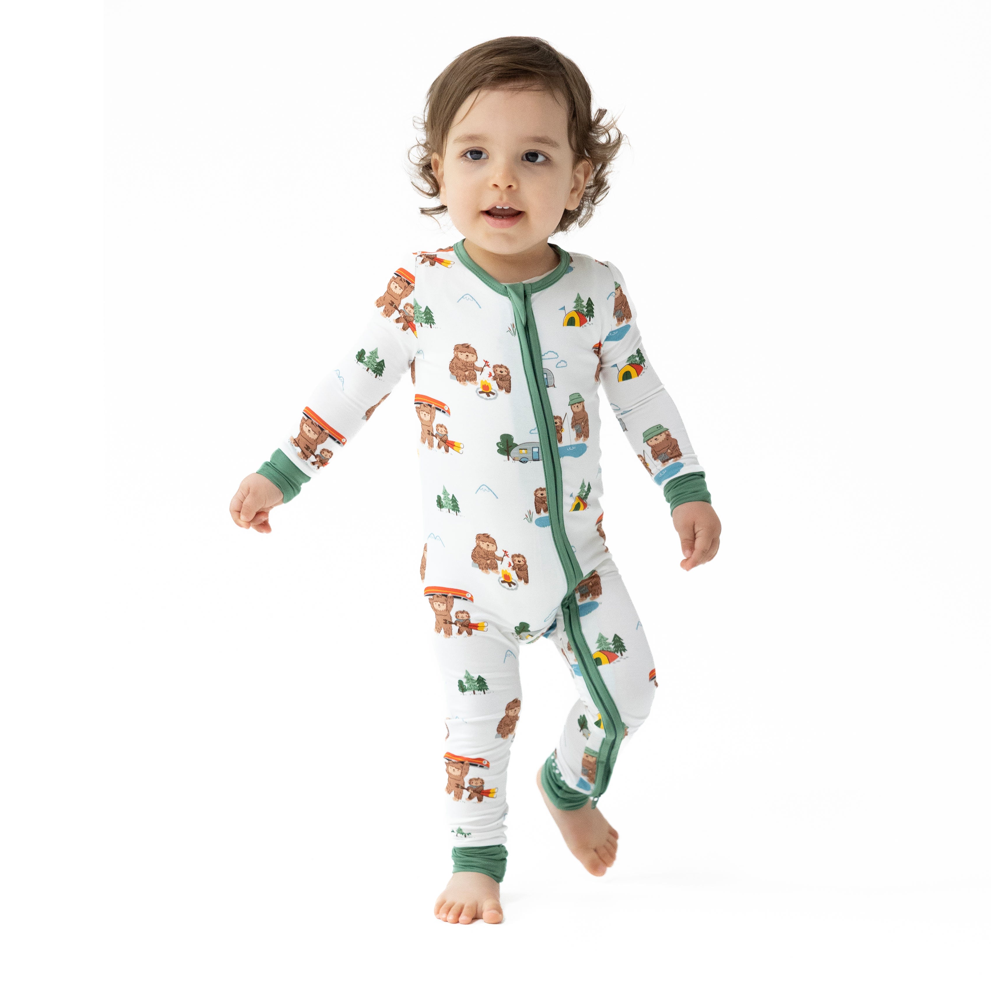 Convertible Romper in our  Bigfoot Camping print from Angel Dear