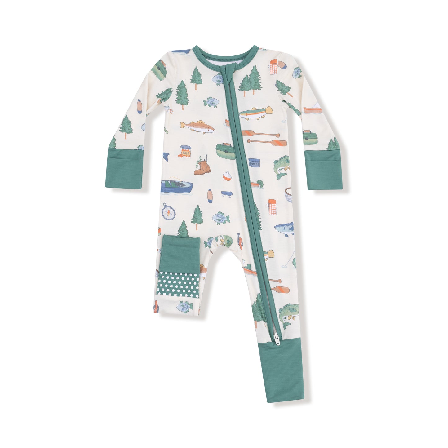 Convertible Romper in our  Fishing Things print from Angel Dear
