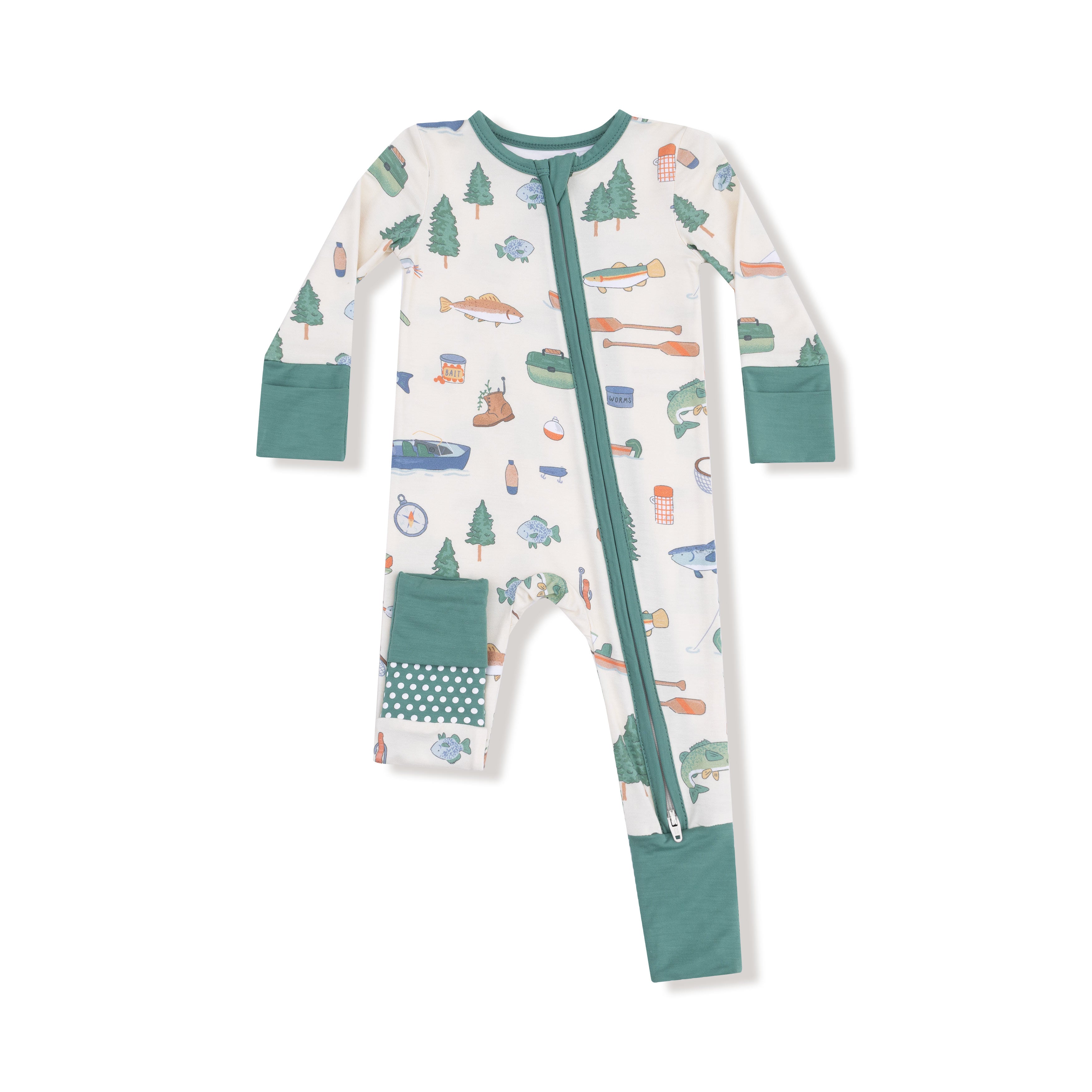 Convertible Romper in our  Fishing Things print from Angel Dear