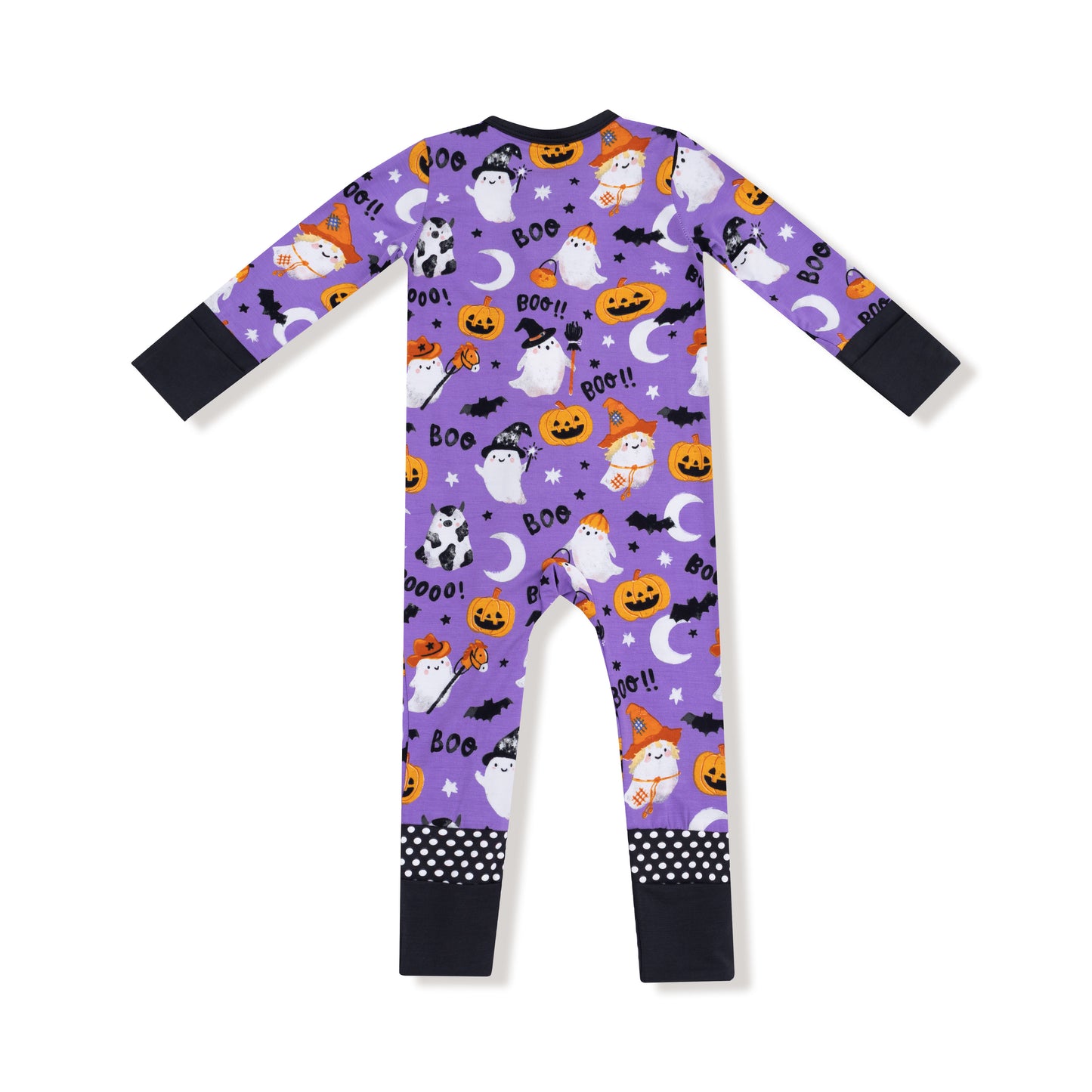 Convertible Romper in our  Costumed Ghosts - Glow In The Dark - Purple print from Angel Dear