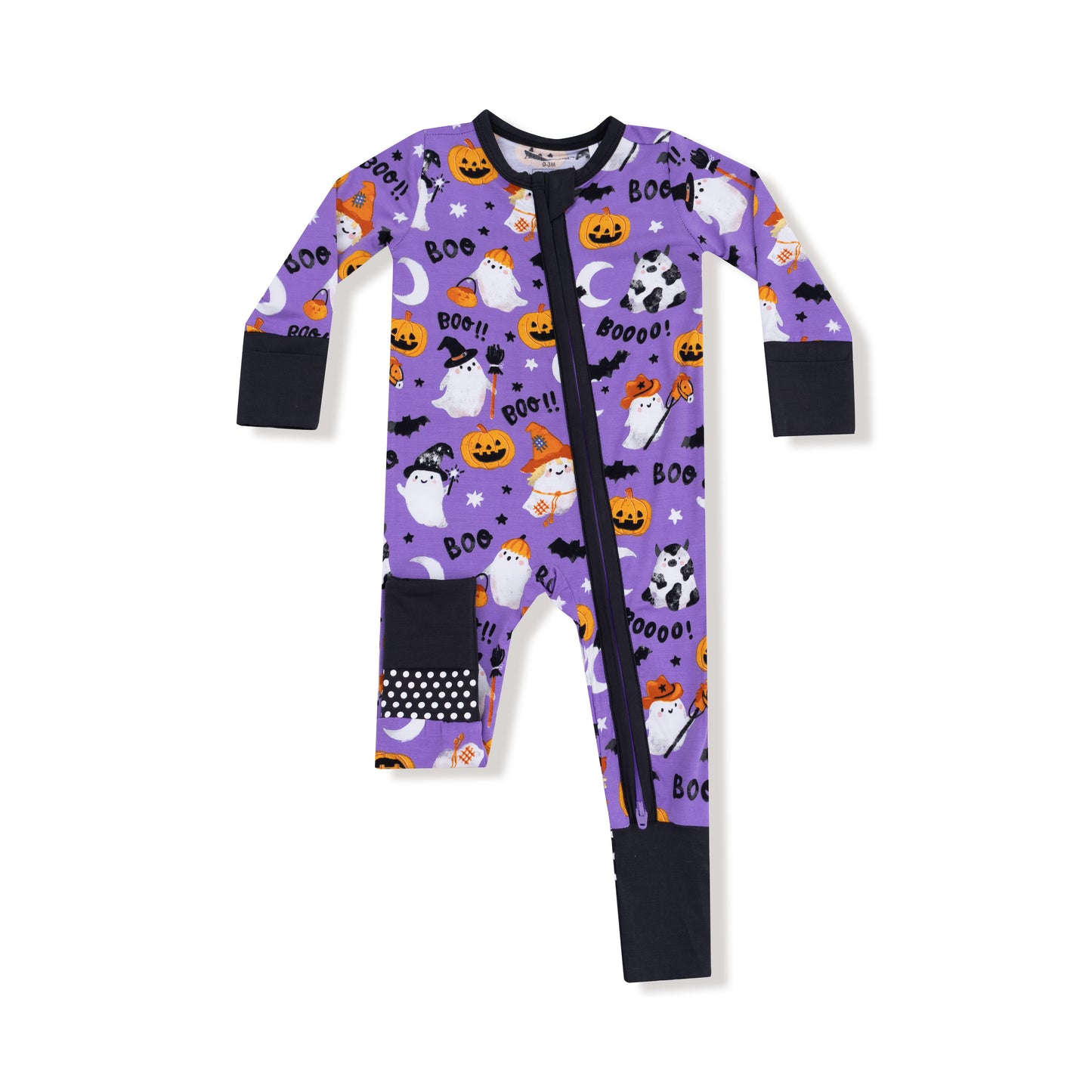 Convertible Romper in our  Costumed Ghosts - Glow In The Dark - Purple print from Angel Dear