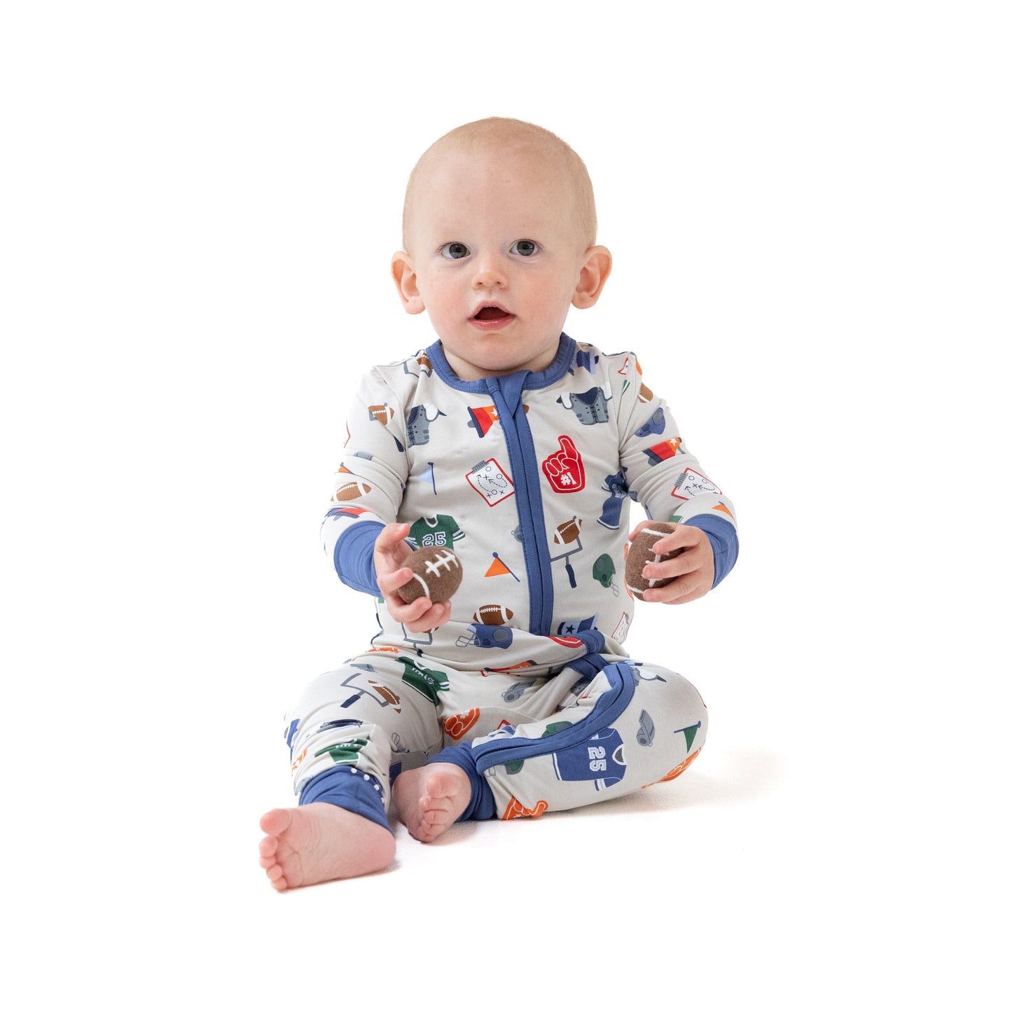 Convertible Romper in our  Game Day - Grey print from Angel Dear