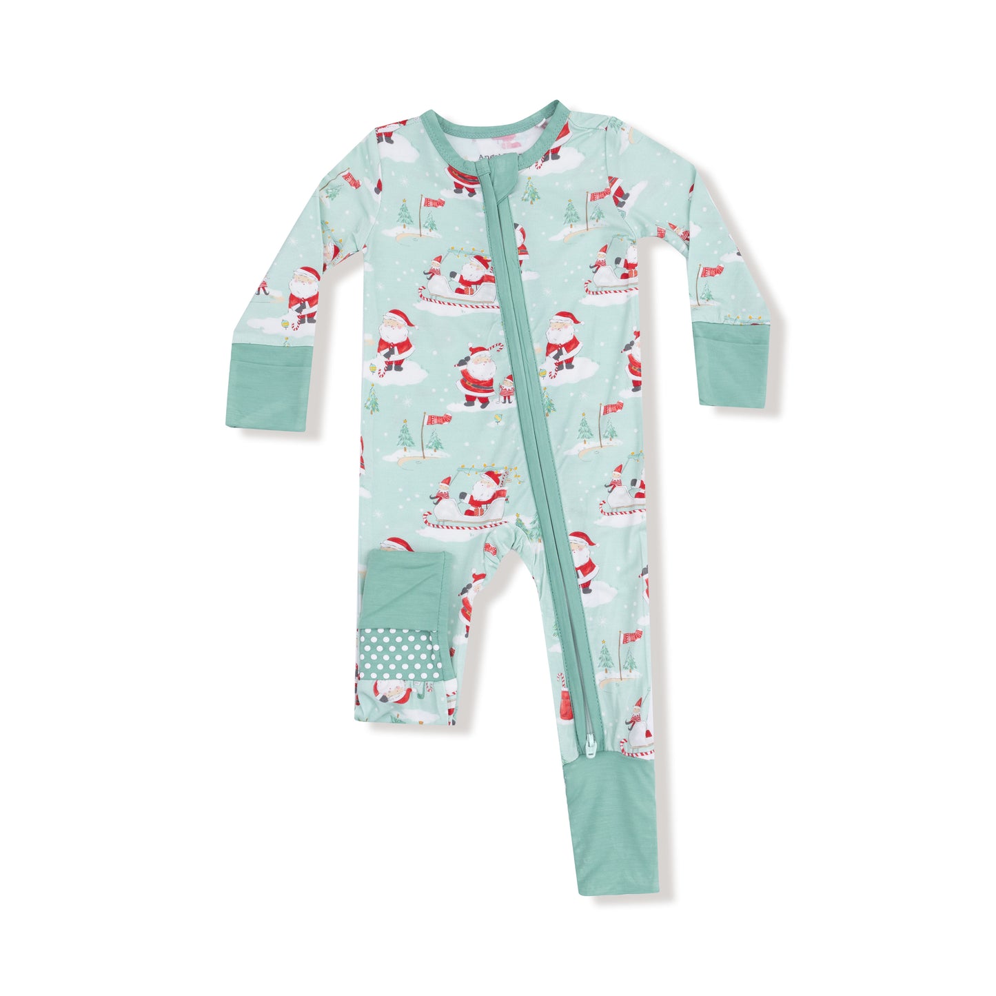 Convertible Romper in our  Golfing Santa and Elves print from Angel Dear