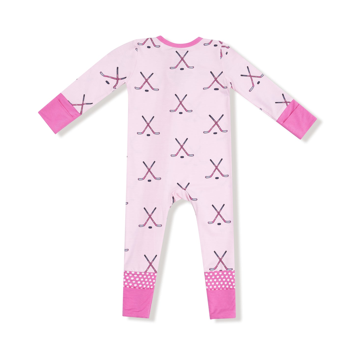 Convertible Romper in our  Hockey - Pink print from Angel Dear