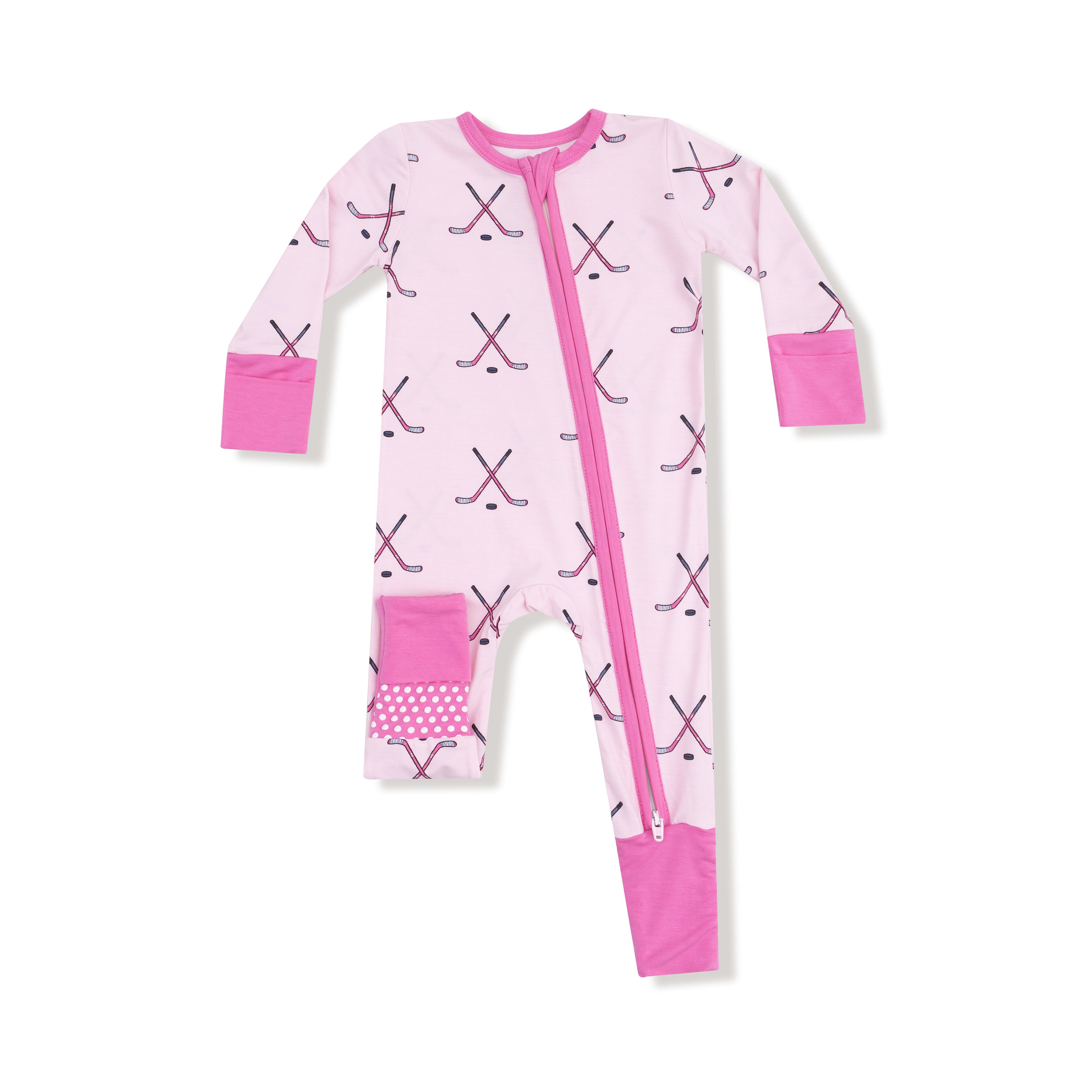 Convertible Romper in our  Hockey - Pink print from Angel Dear