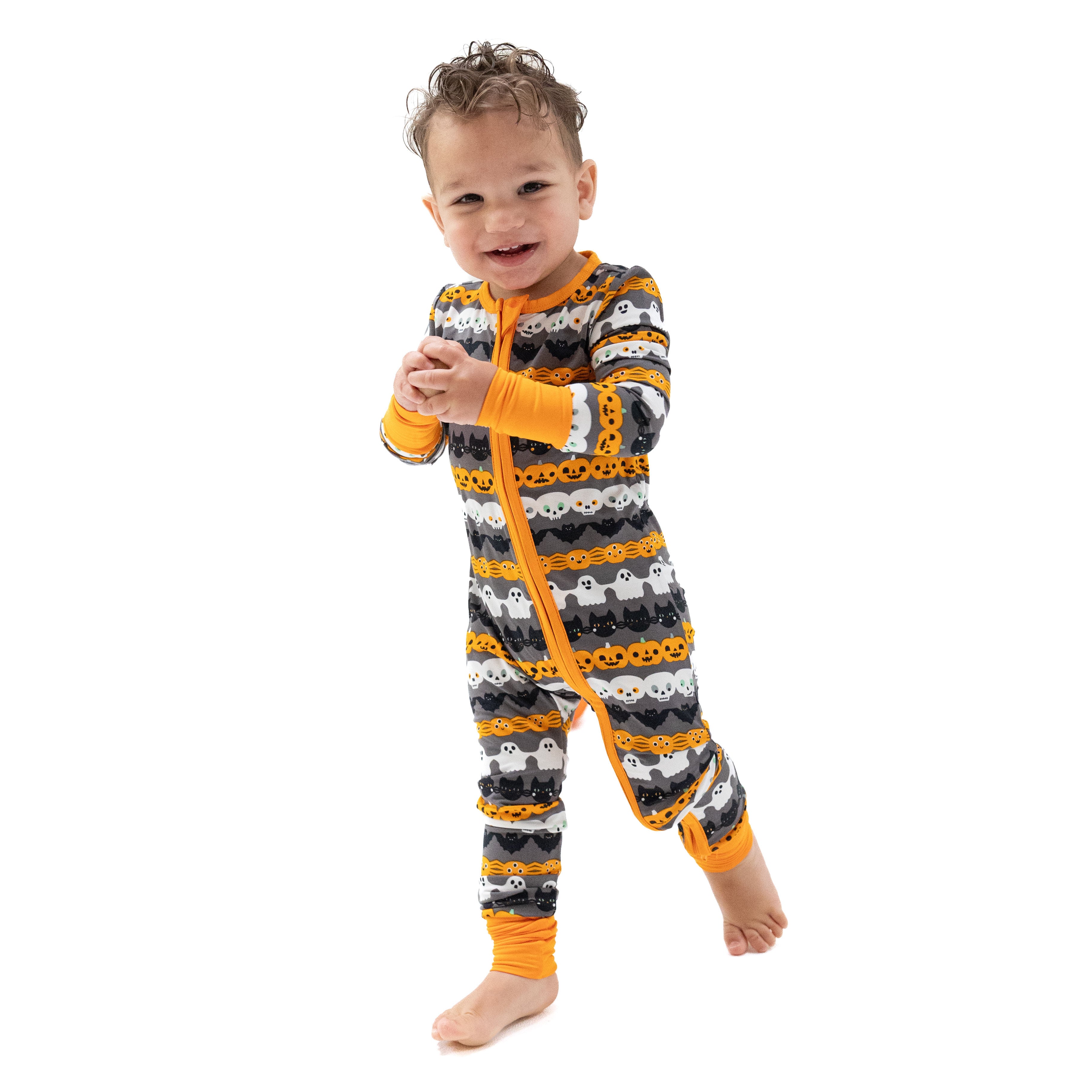 Convertible Romper in our  Halloween Paper Garland Glow In The Dark print from Angel Dear