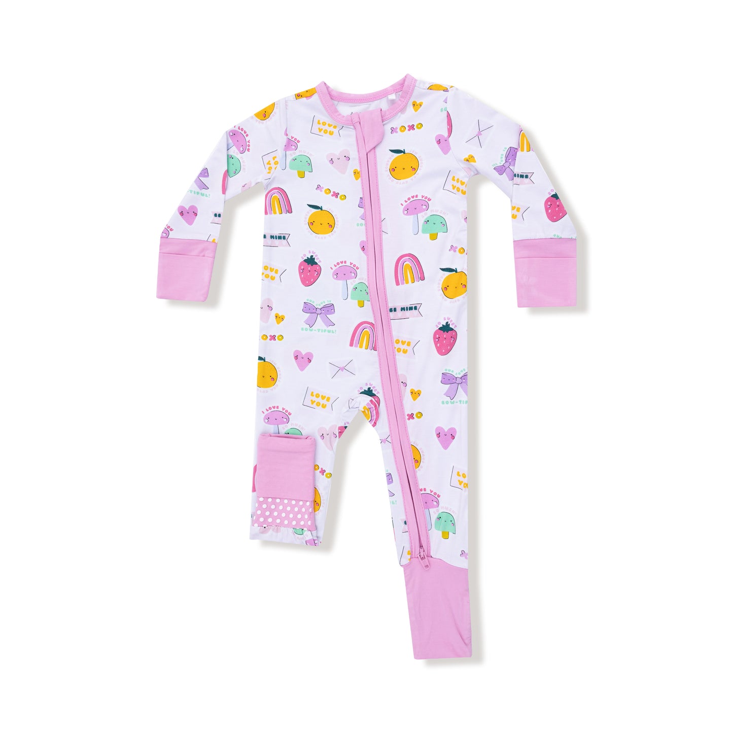 Convertible Romper in our  My Funny Valentine - Pink print from Angel Dear