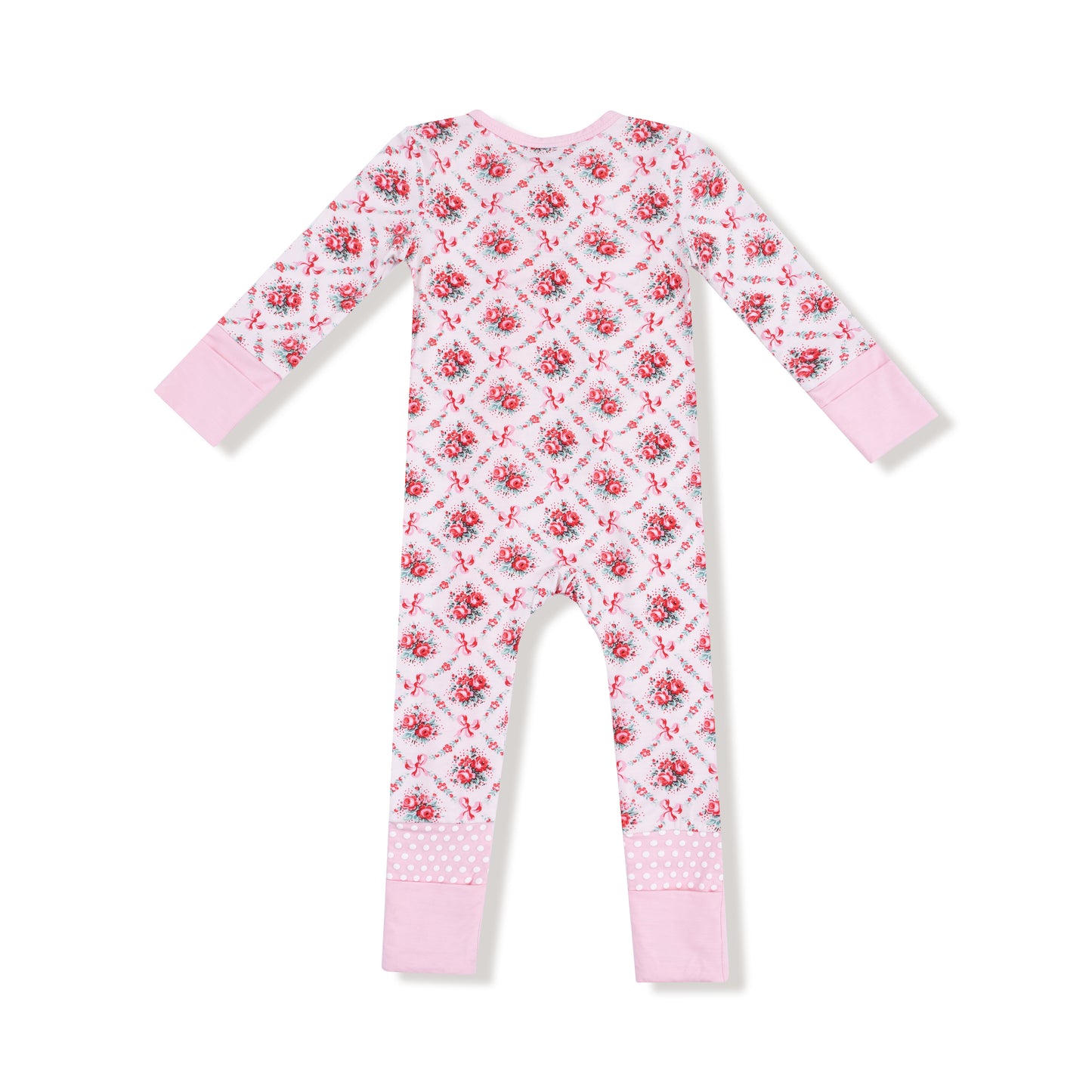 Convertible Romper in our  Rose Bow Lattice print from Angel Dear