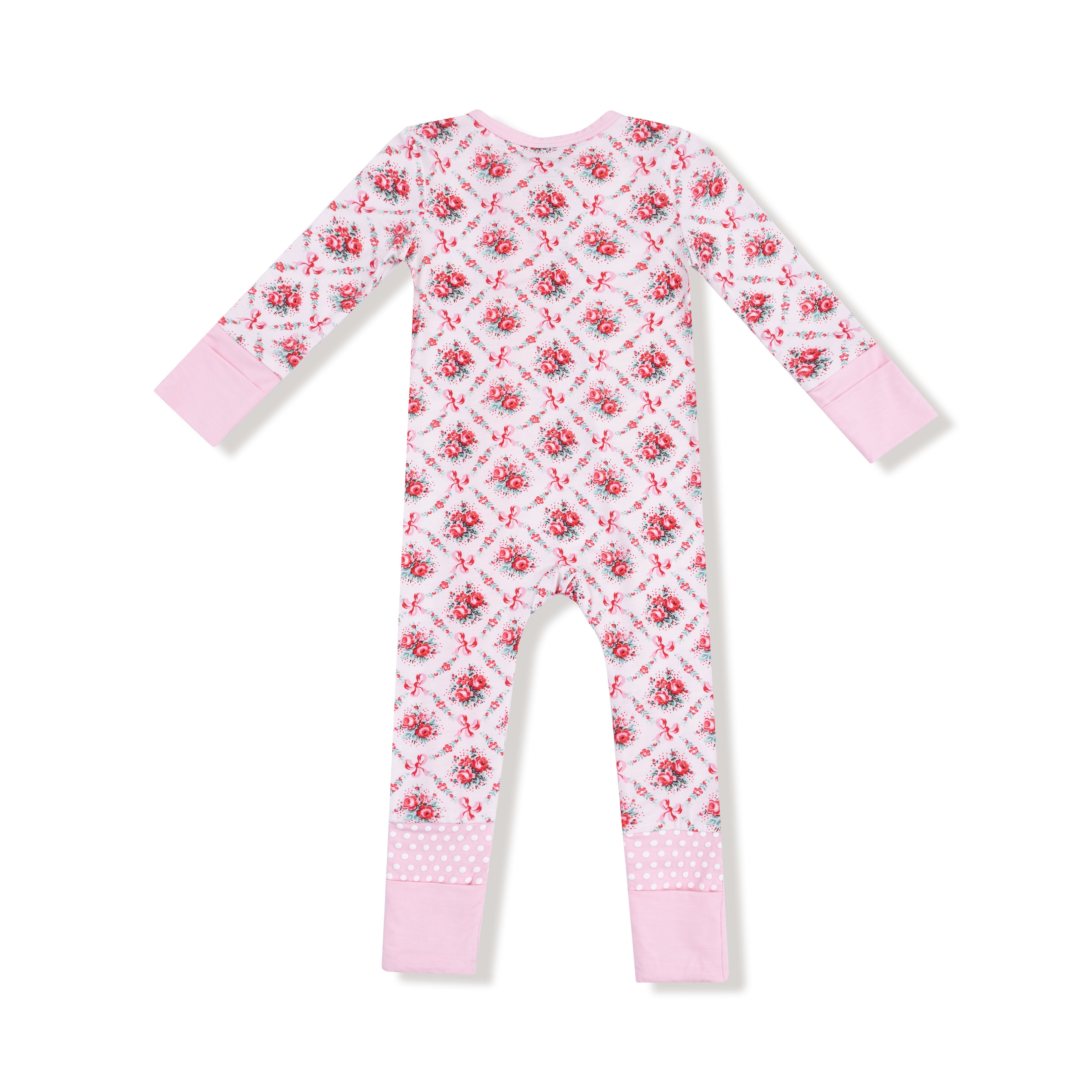 Convertible Romper in our  Rose Bow Lattice print from Angel Dear