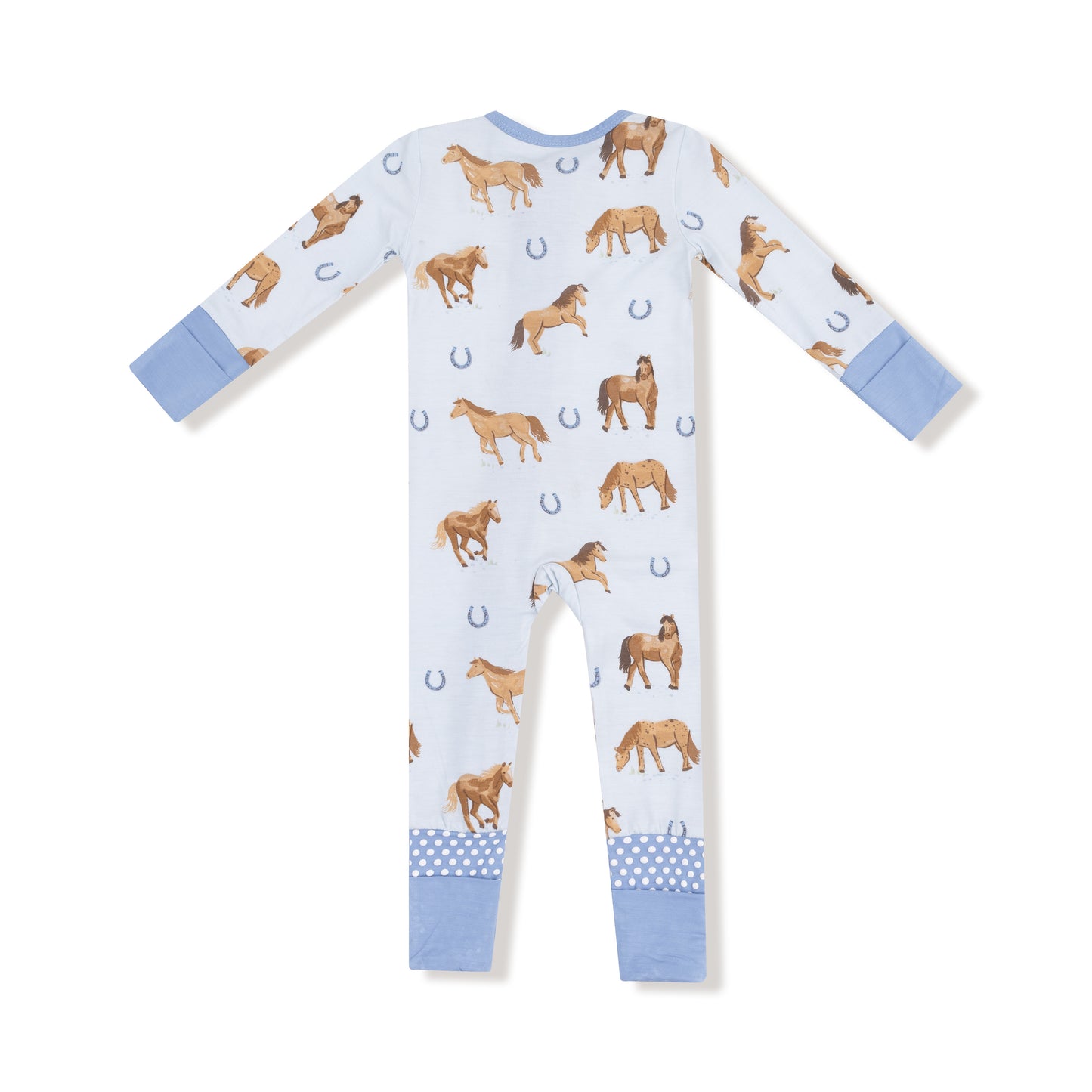 Convertible Romper in our  Horses - Blue print from Angel Dear