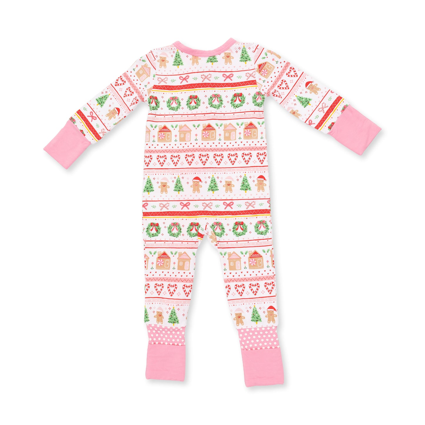 Gingerbread Fair Isle Pink - Convertible Romper