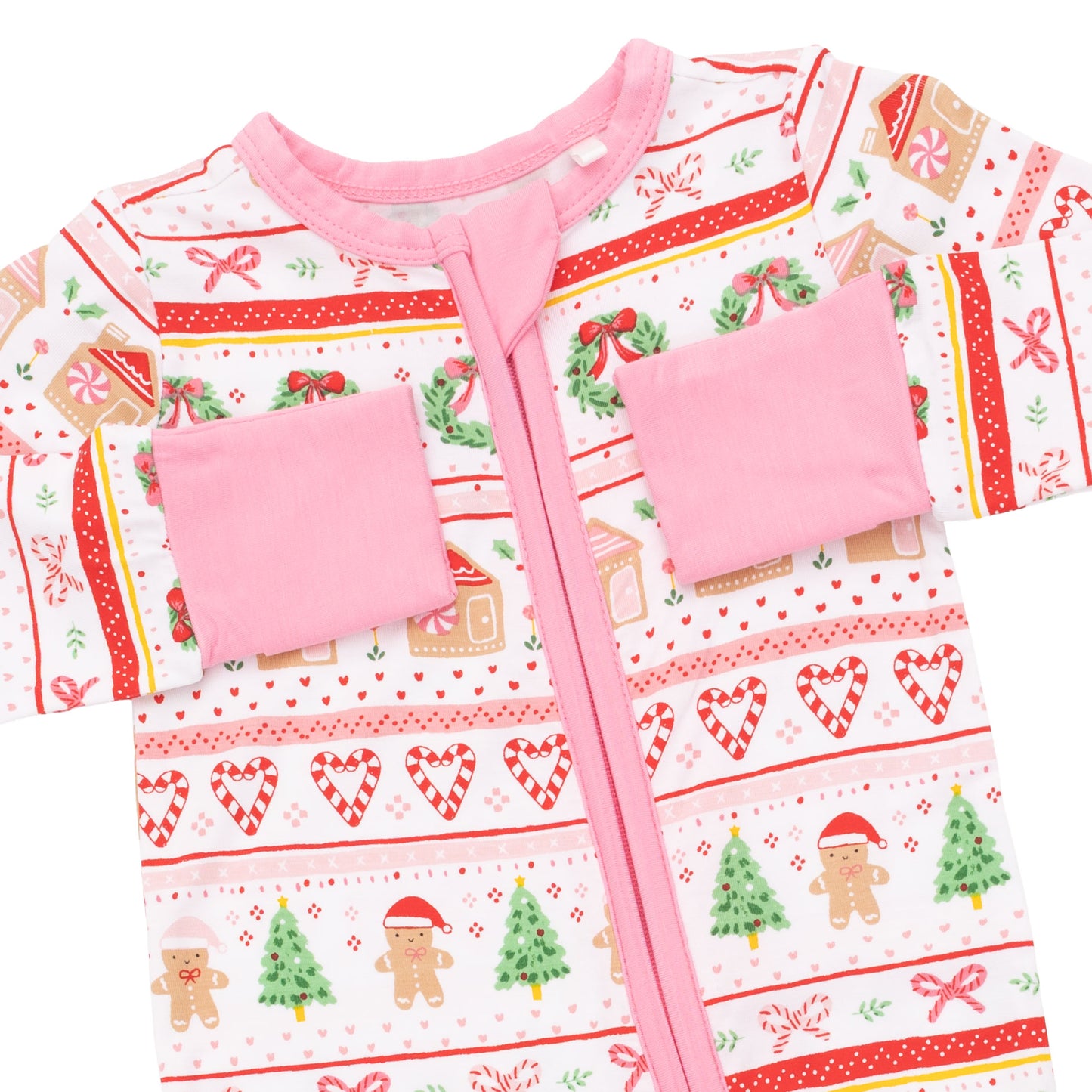 Gingerbread Fair Isle Pink - Convertible Romper