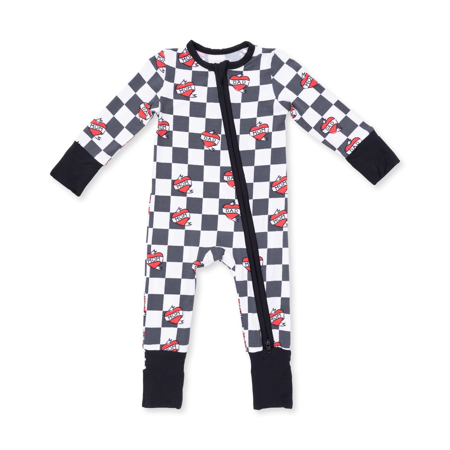 Heart Tattoo Check Black - Convertible Romper