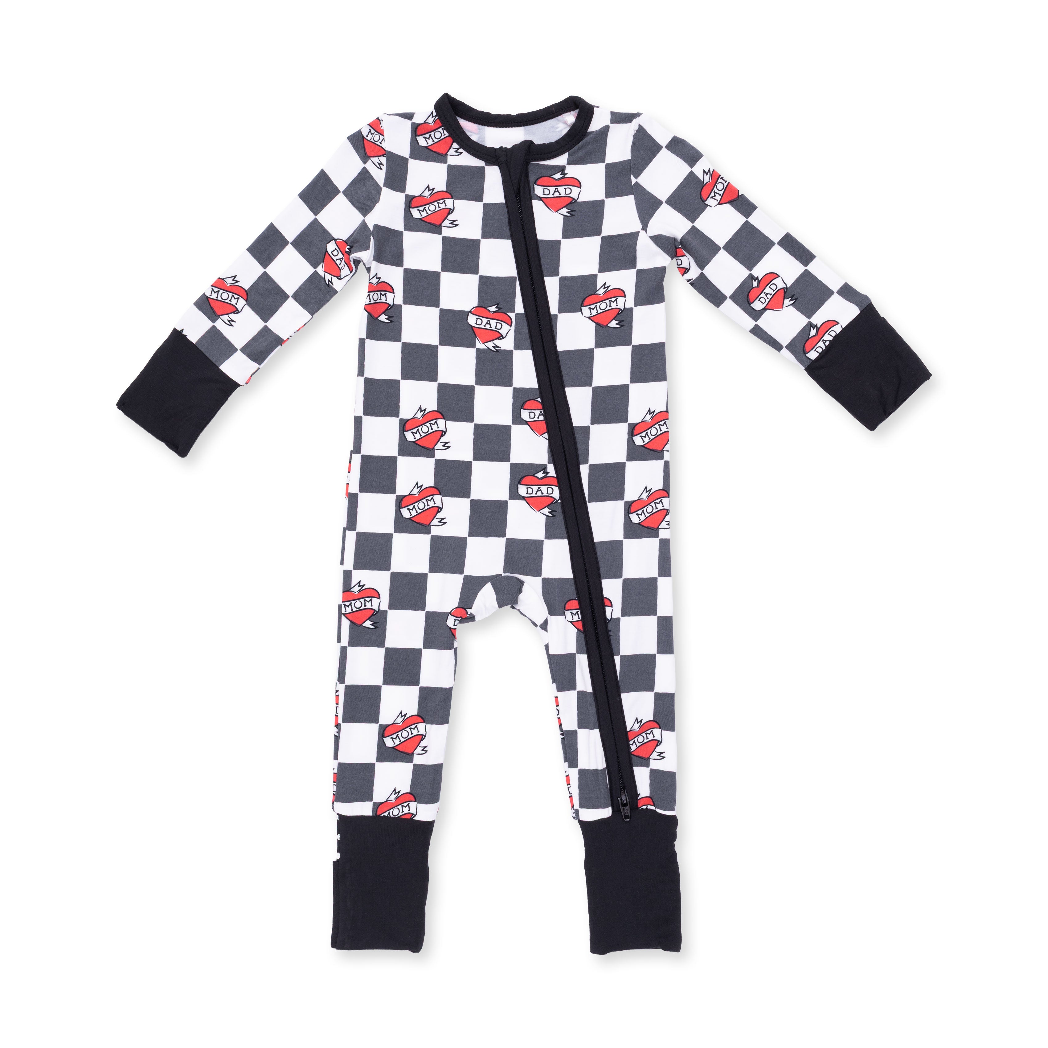 Heart Tattoo Check Black - Convertible Romper