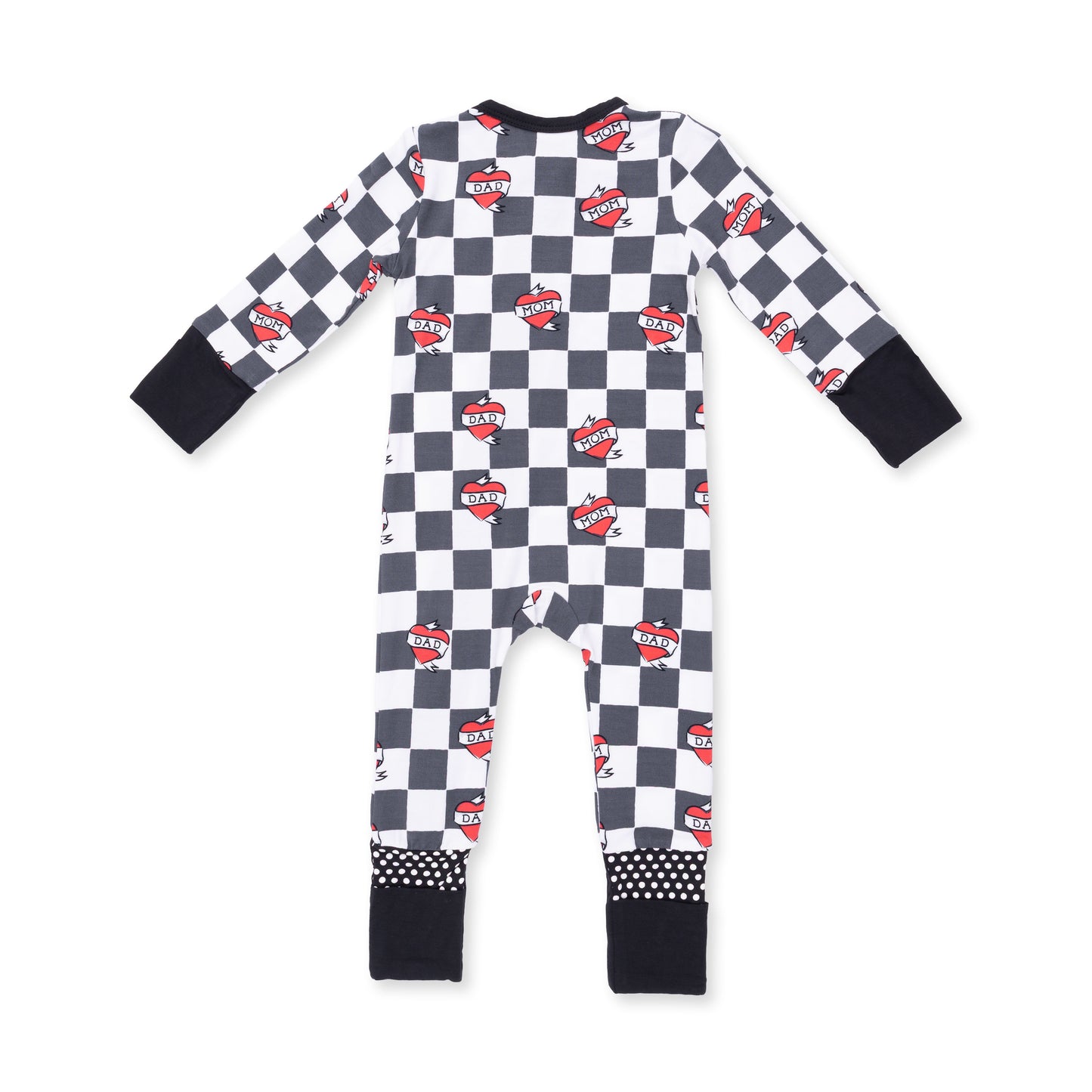 Heart Tattoo Check Black - Convertible Romper