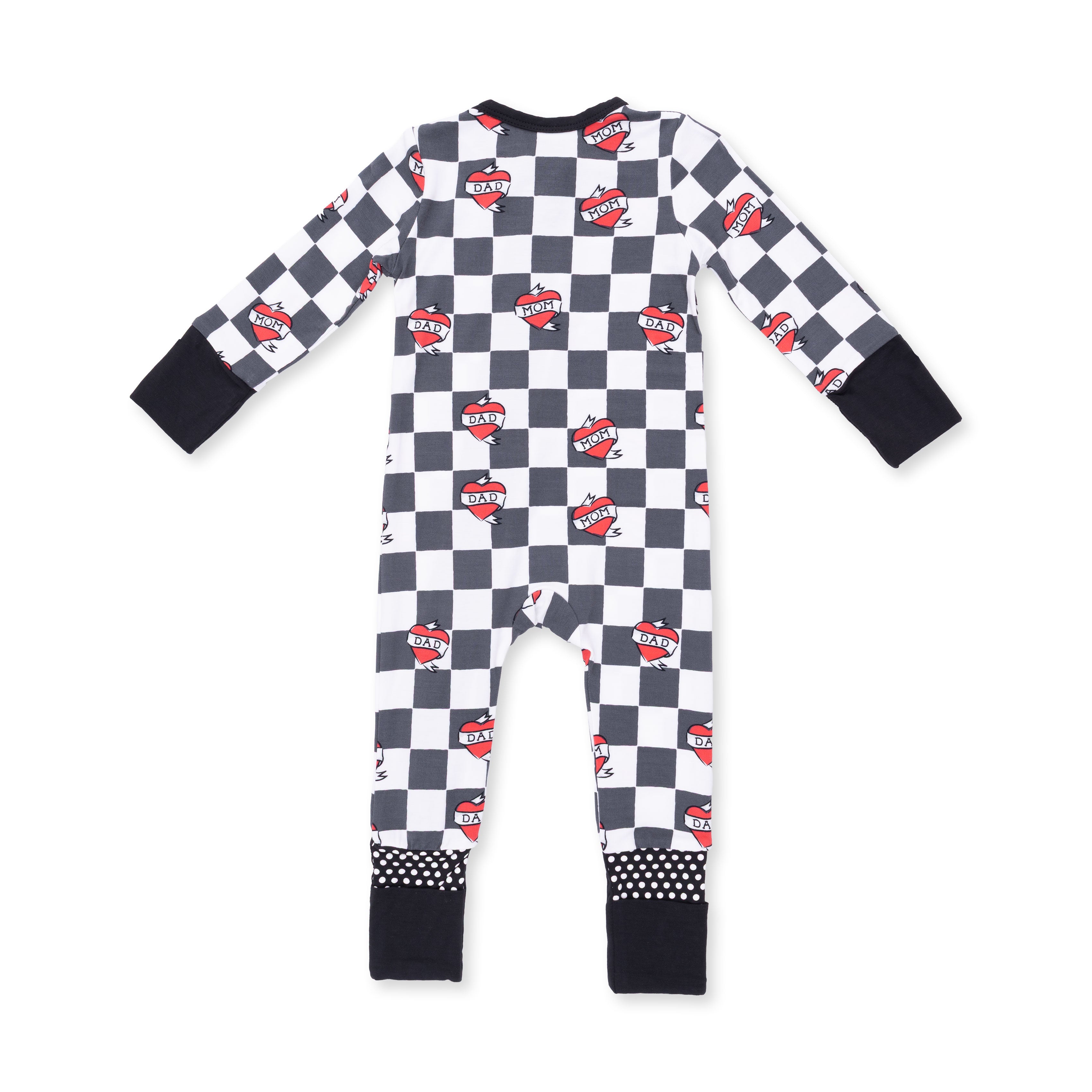 Heart Tattoo Check Black - Convertible Romper