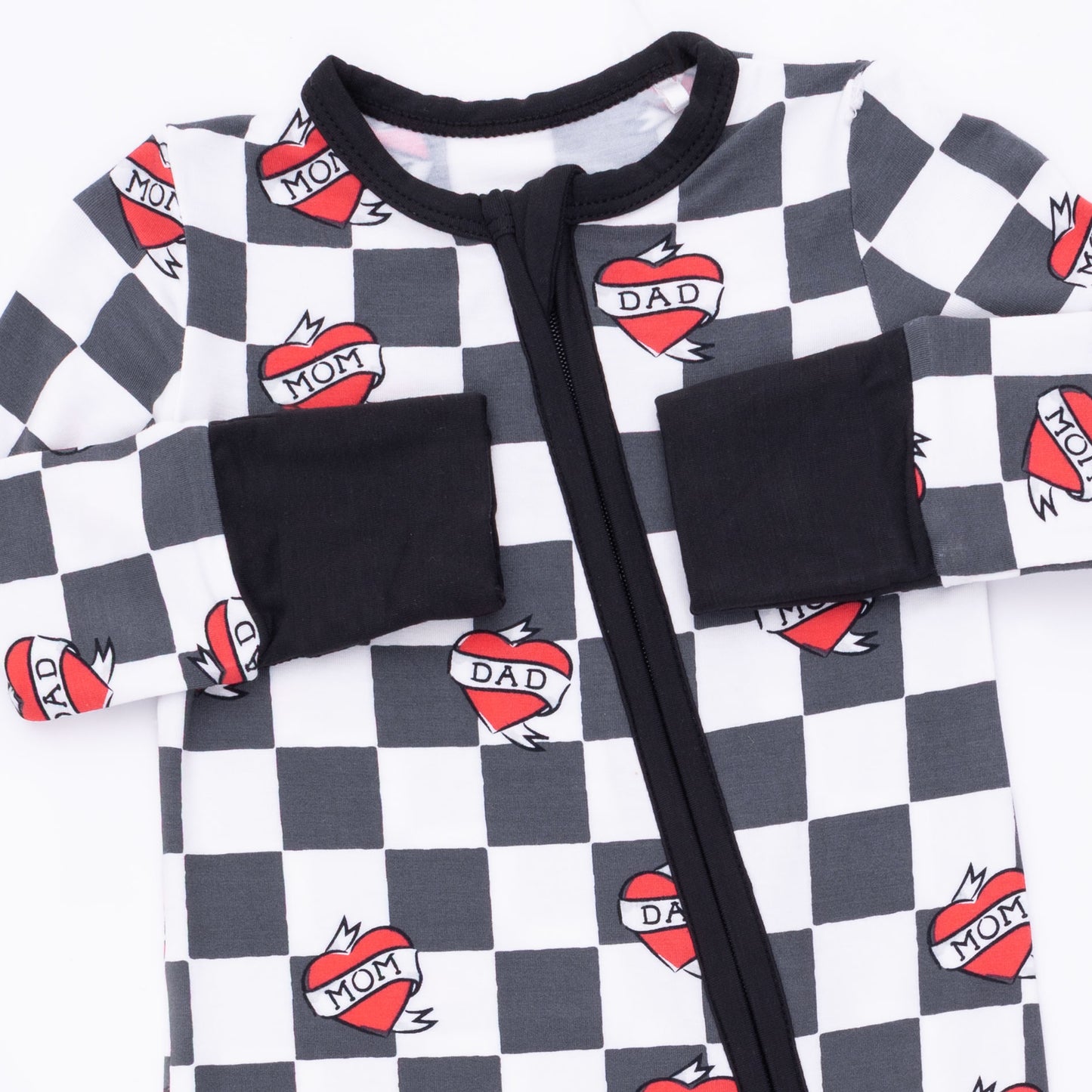 Heart Tattoo Check Black - Convertible Romper