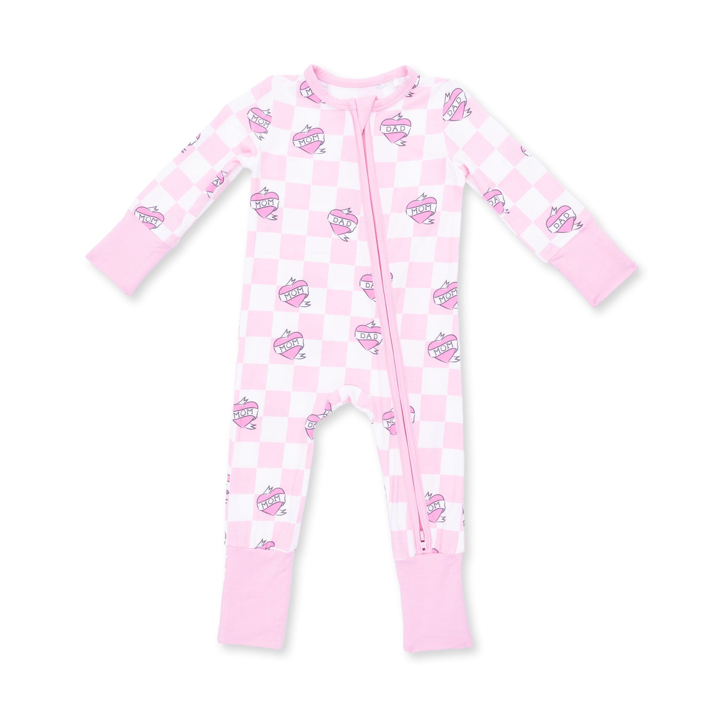 Heart Tattoo Check Pink - Convertible Romper