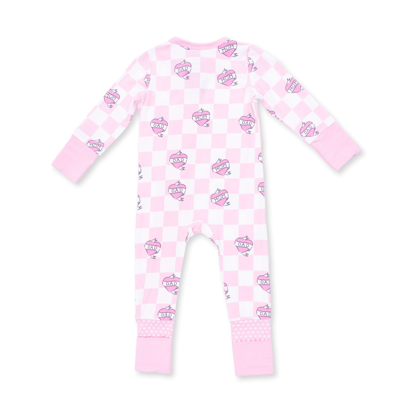 Heart Tattoo Check Pink - Convertible Romper