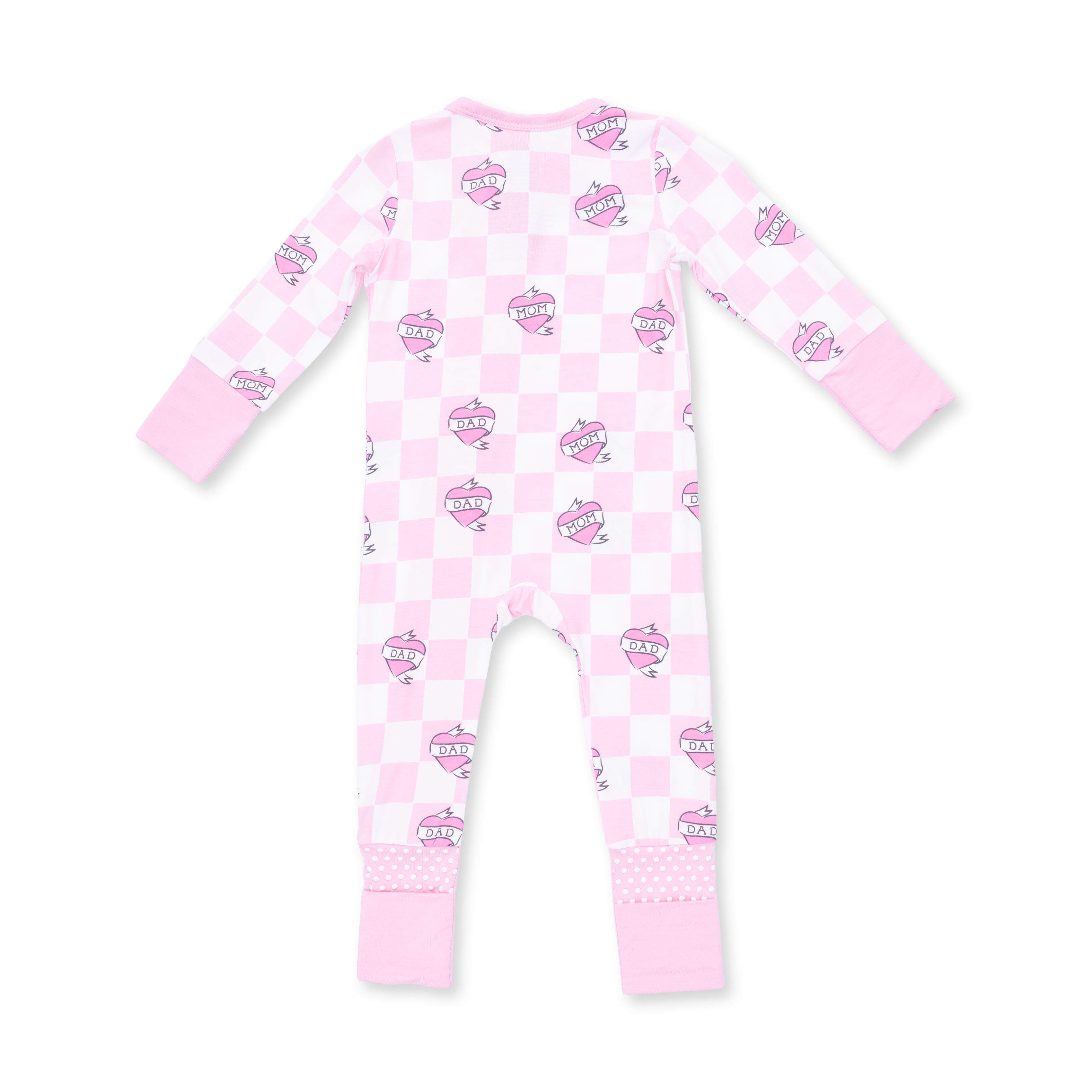 Heart Tattoo Check Pink - Convertible Romper