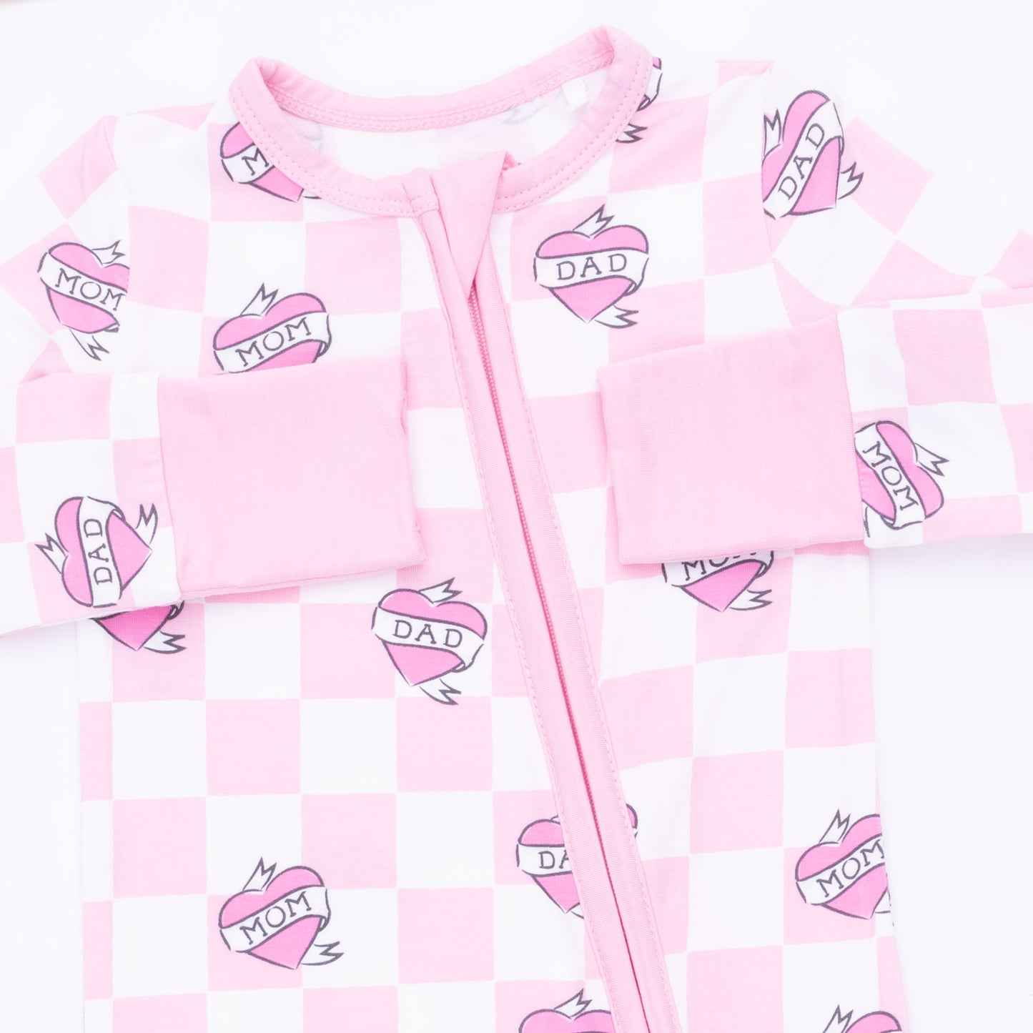 Heart Tattoo Check Pink - Convertible Romper